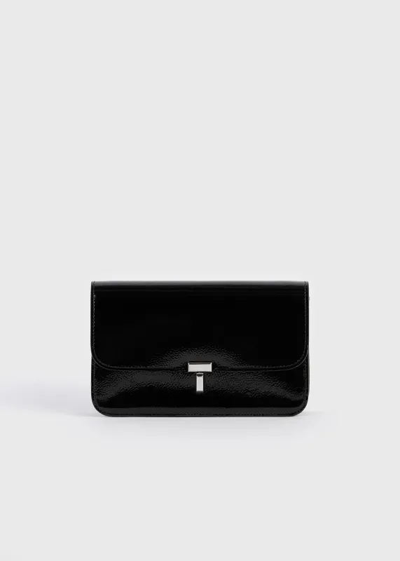 T-lock grained-patent crossbody black made by Toteme