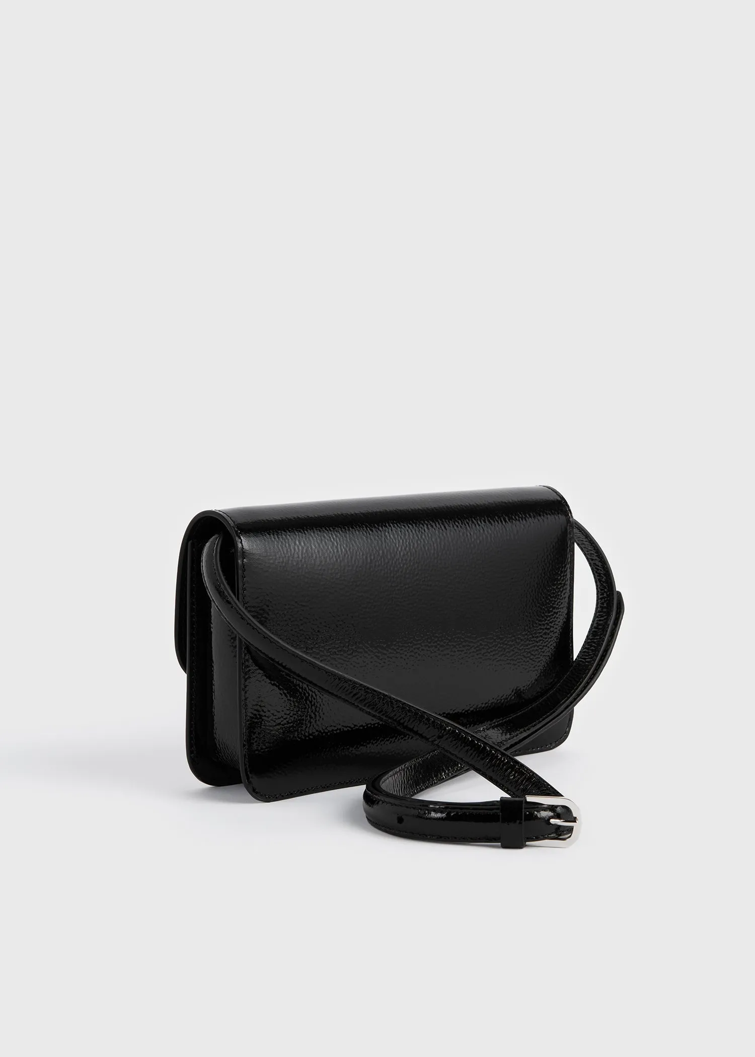 T-lock grained-patent crossbody black sold by Toteme product image thumbnail 5