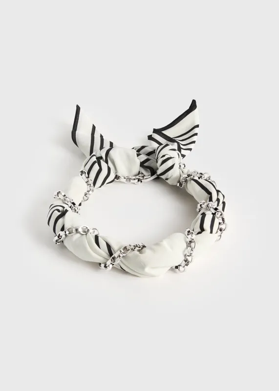 Silk scarf collar ecru/black/silver made by Toteme