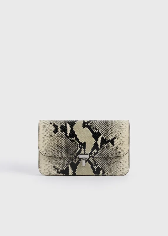 T-lock python-embossed crossbody black/ecru made by Toteme