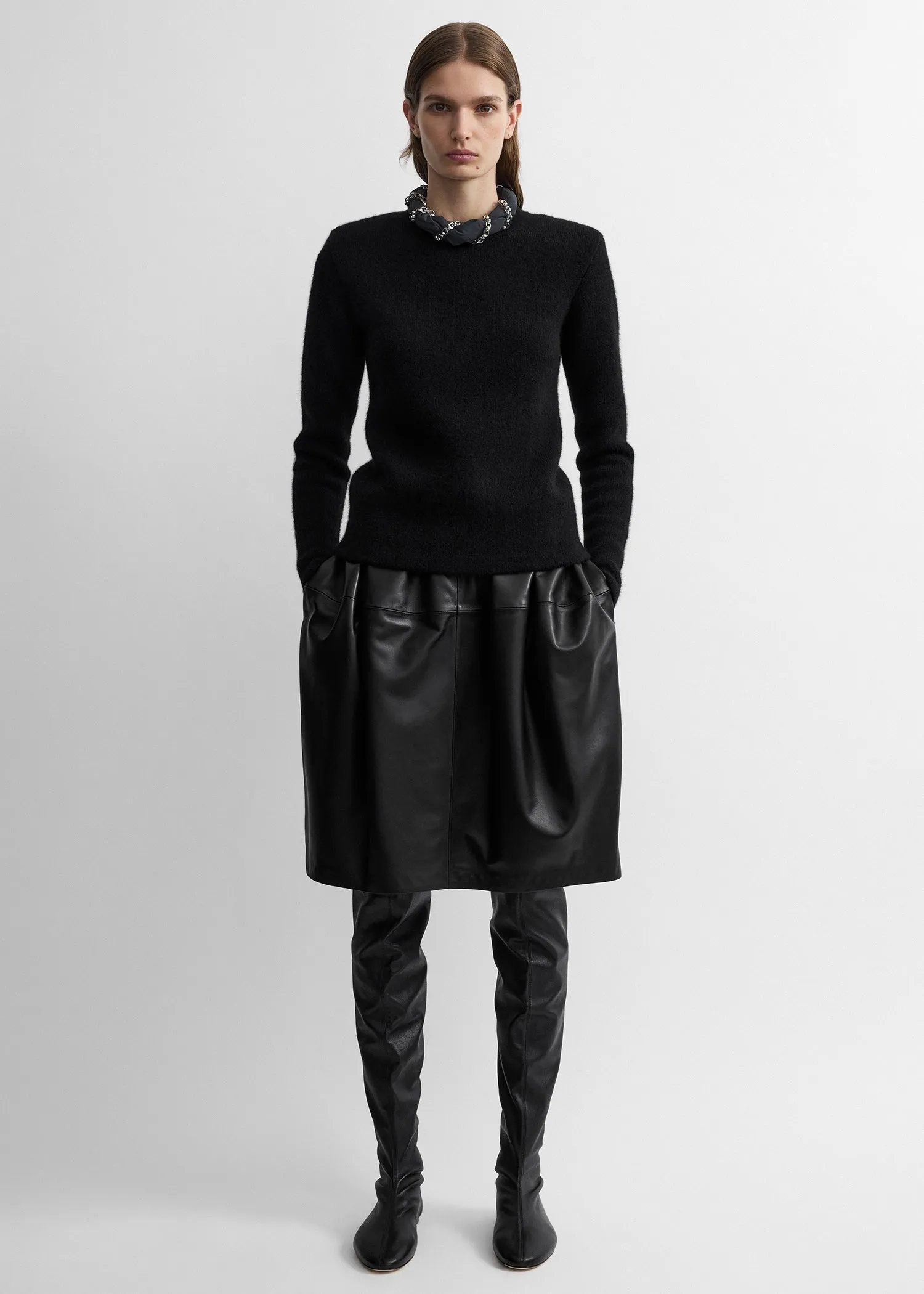 Structured crew knit black sold by Toteme
