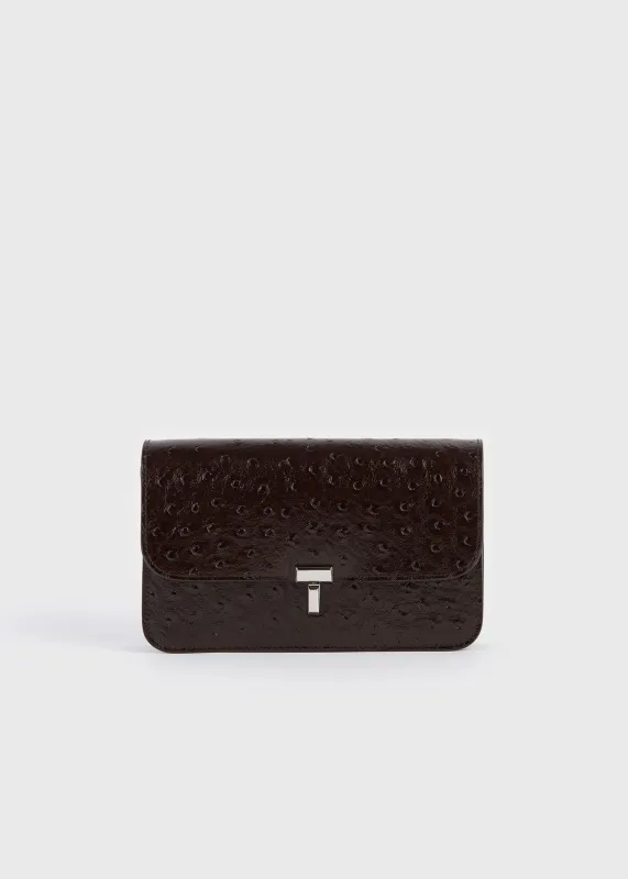 T-lock ostrich-embossed crossbody bordeaux made by Toteme