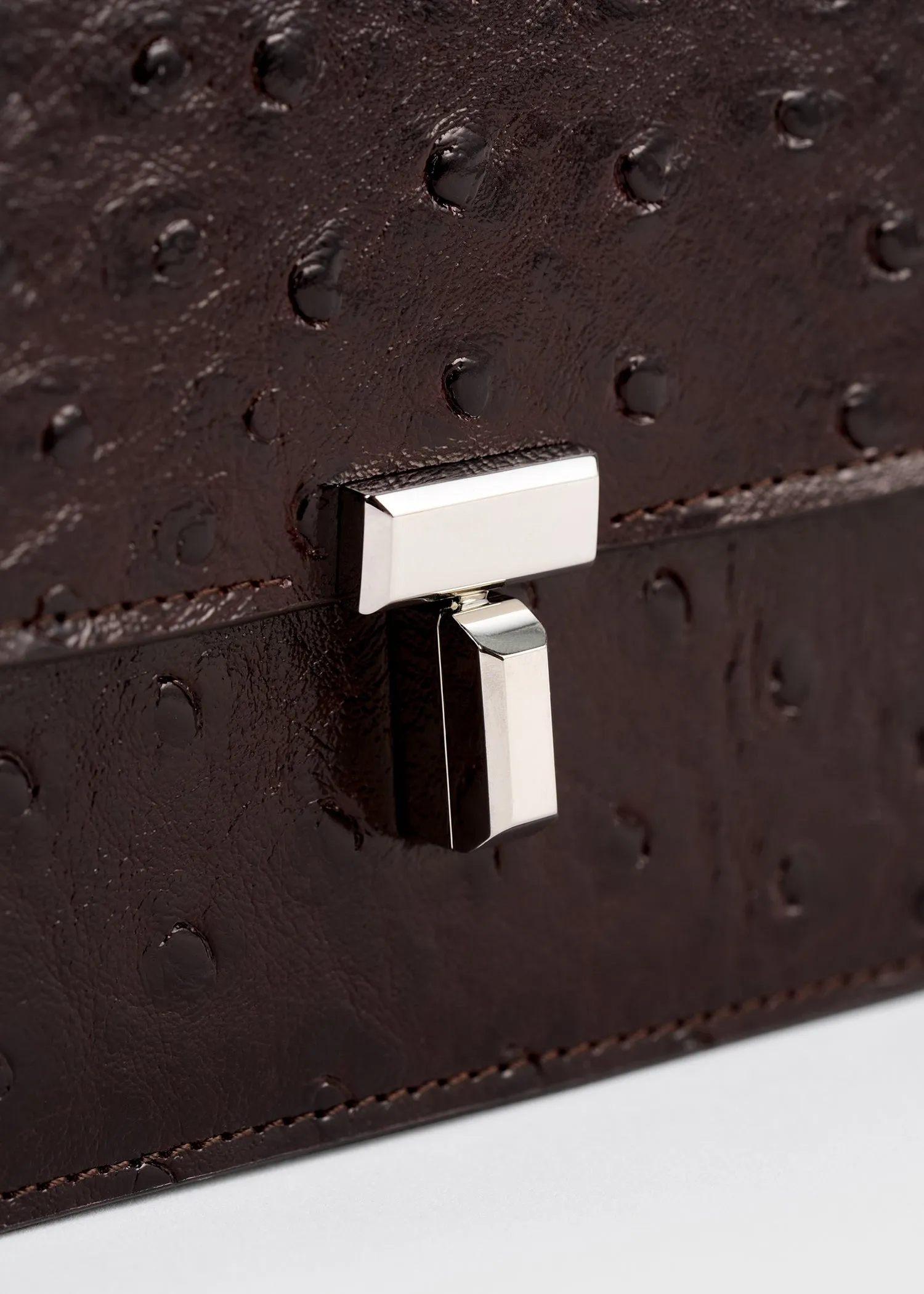 T-lock ostrich-embossed crossbody bordeaux sold by Toteme product image thumbnail 5