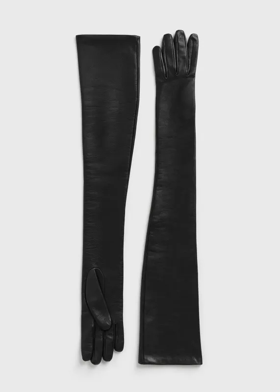 Extra-long leather gloves black made by Toteme