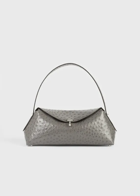 T-lock ostrich-embossed shoulder grey made by Toteme
