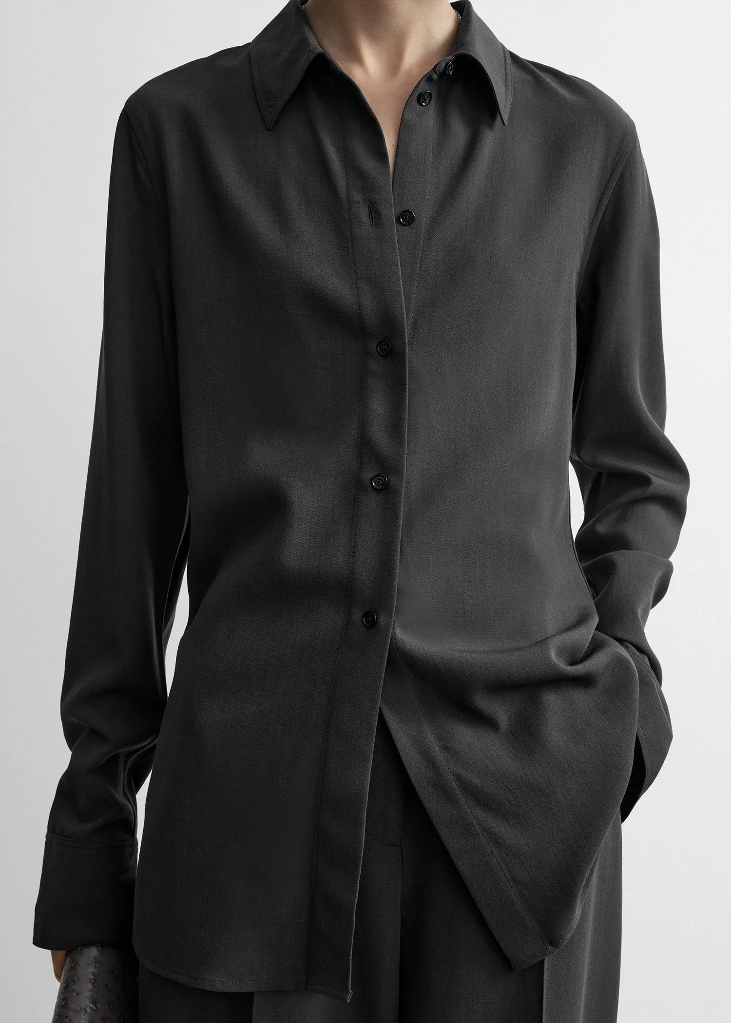 Lightweight shirt washed black sold by Toteme product image thumbnail 4