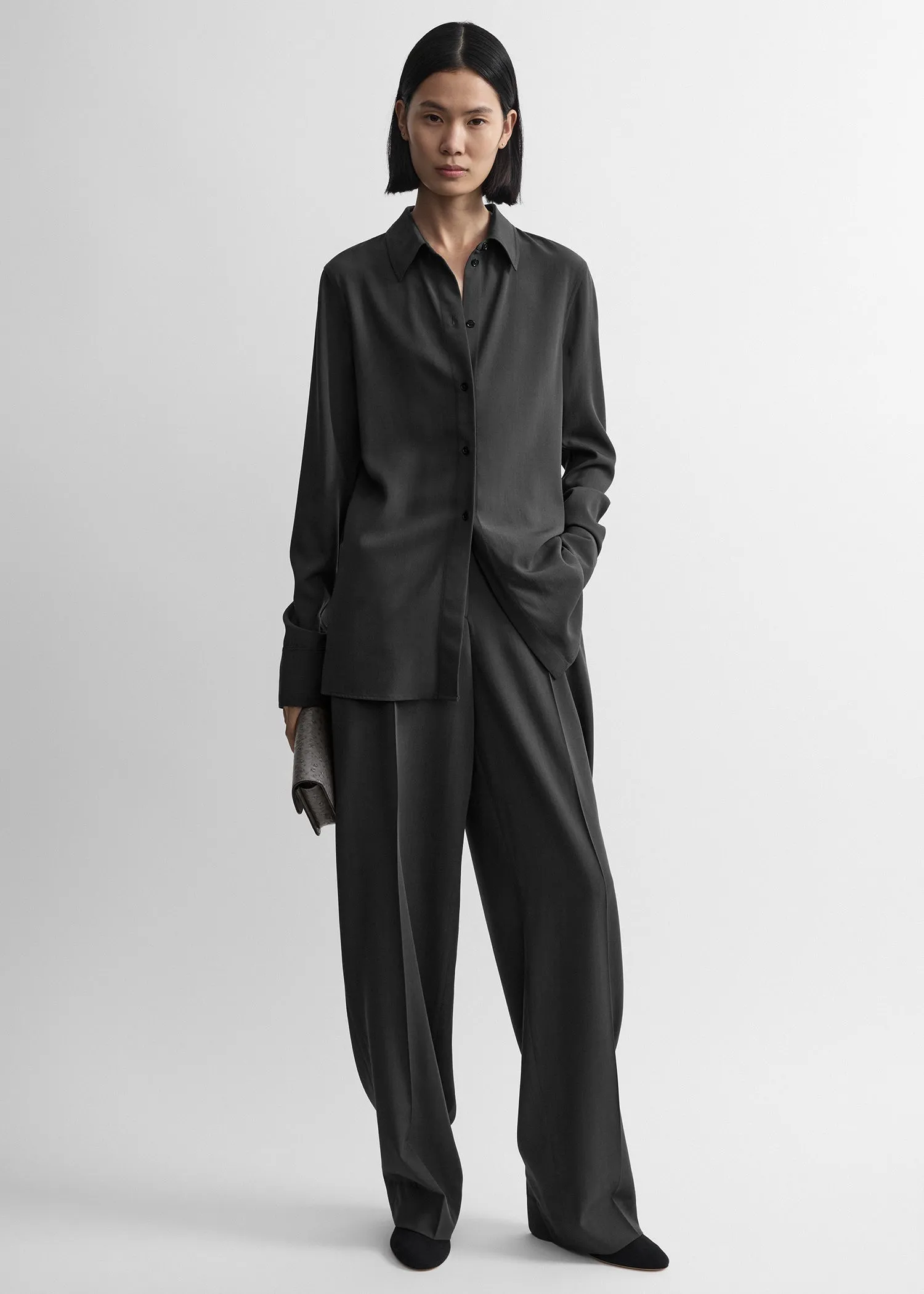 Lightweight shirt washed black sold by Toteme