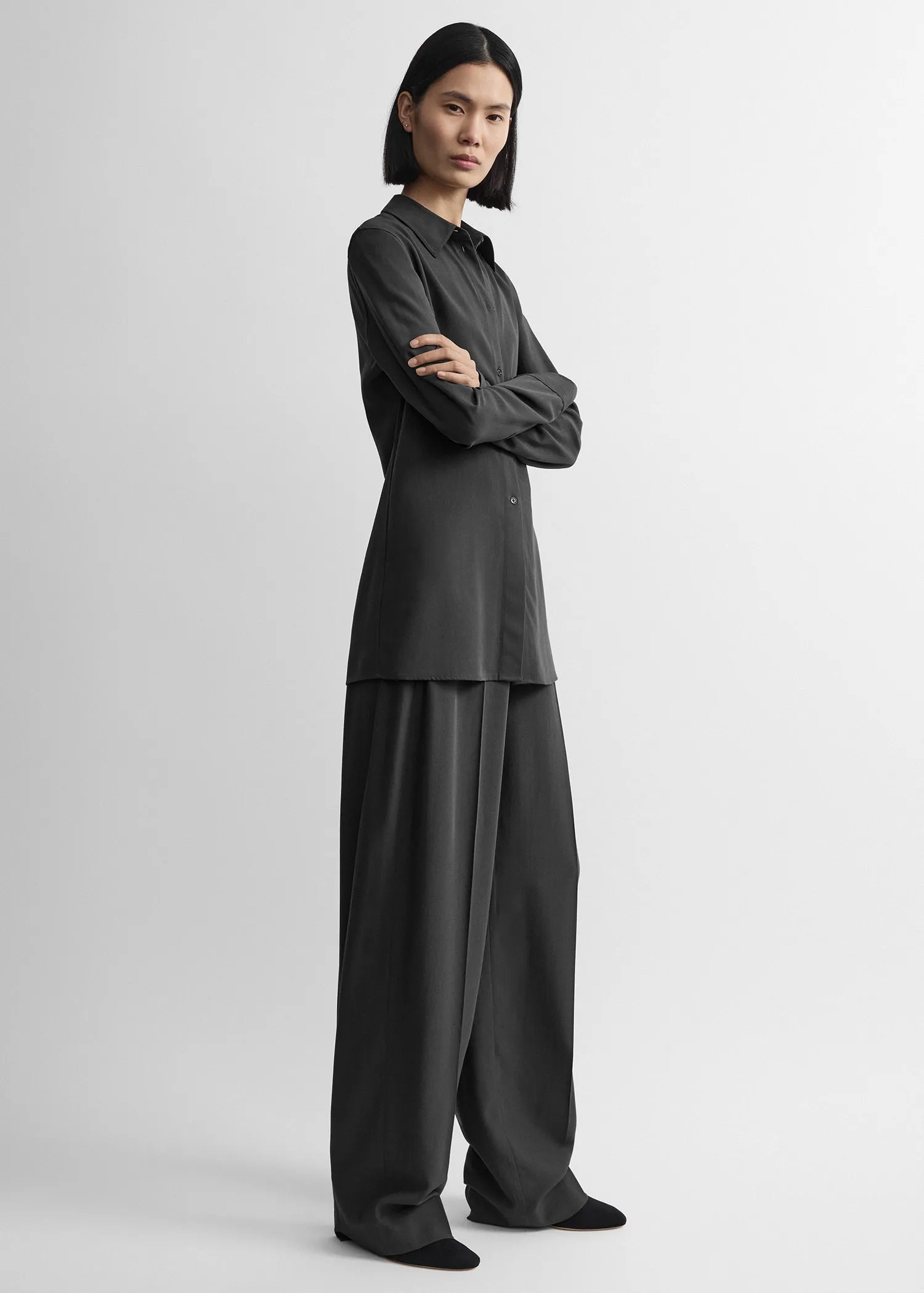 Lightweight shirt washed black sold by Toteme product image thumbnail 2