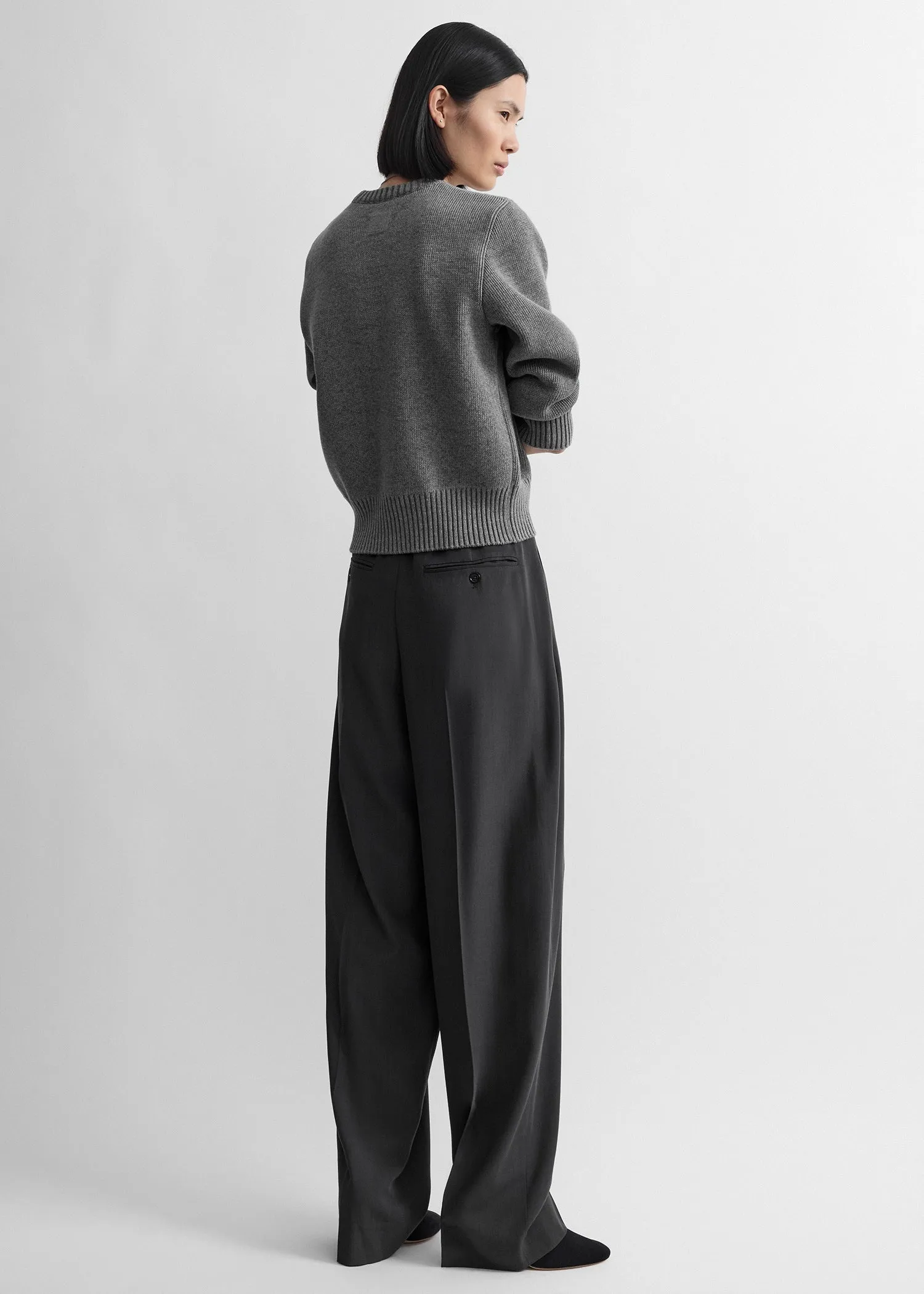 High-waist trousers washed black sold by Toteme product image thumbnail 3