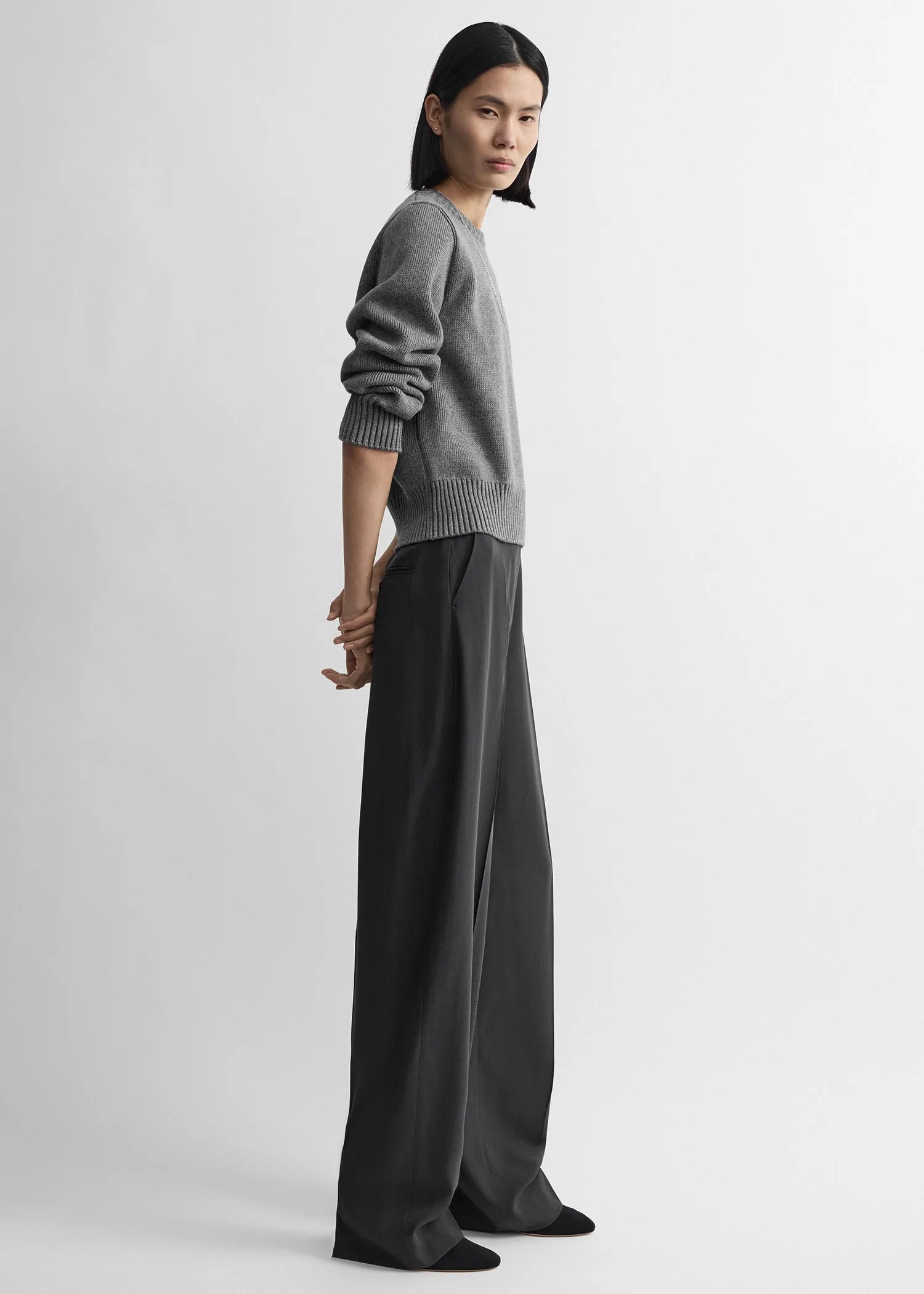 High-waist trousers washed black sold by Toteme product image thumbnail 2