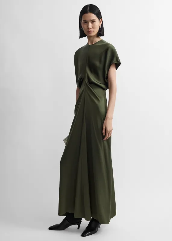 Slouch waist dress dark green made by Toteme