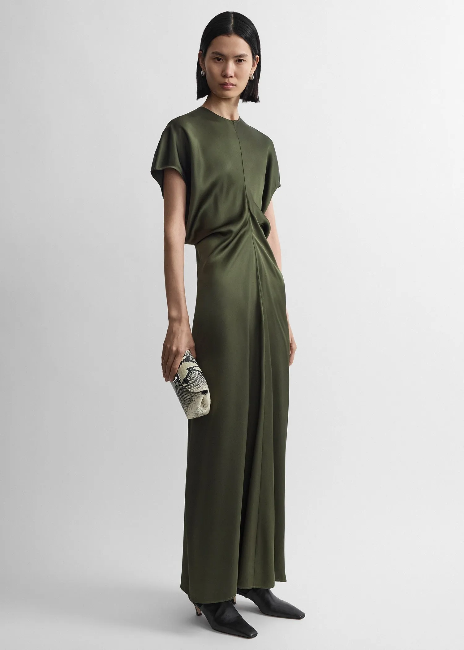 Slouch waist dress dark green sold by Toteme product image thumbnail 2