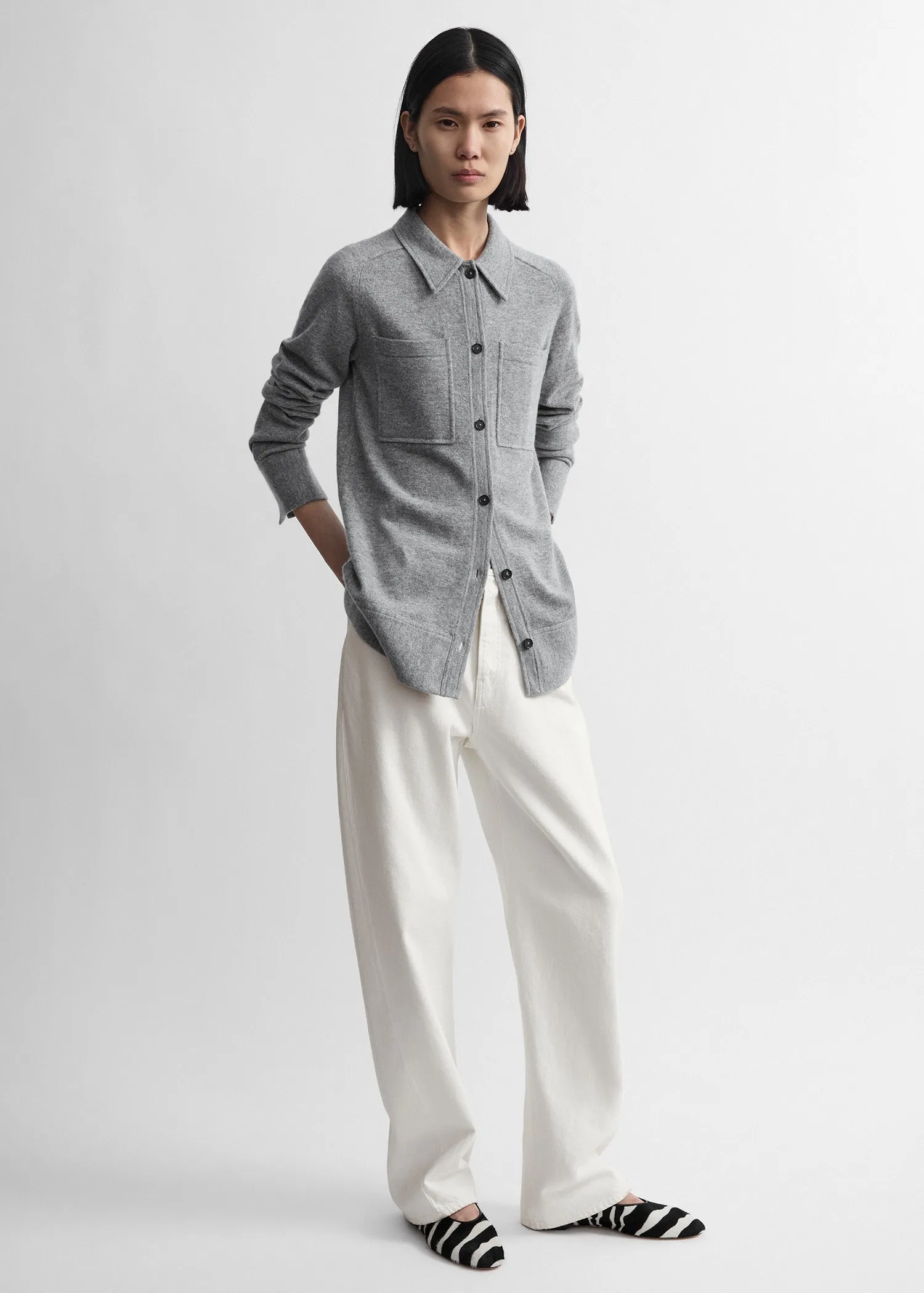 Cashmere shirt grey melange sold by Toteme