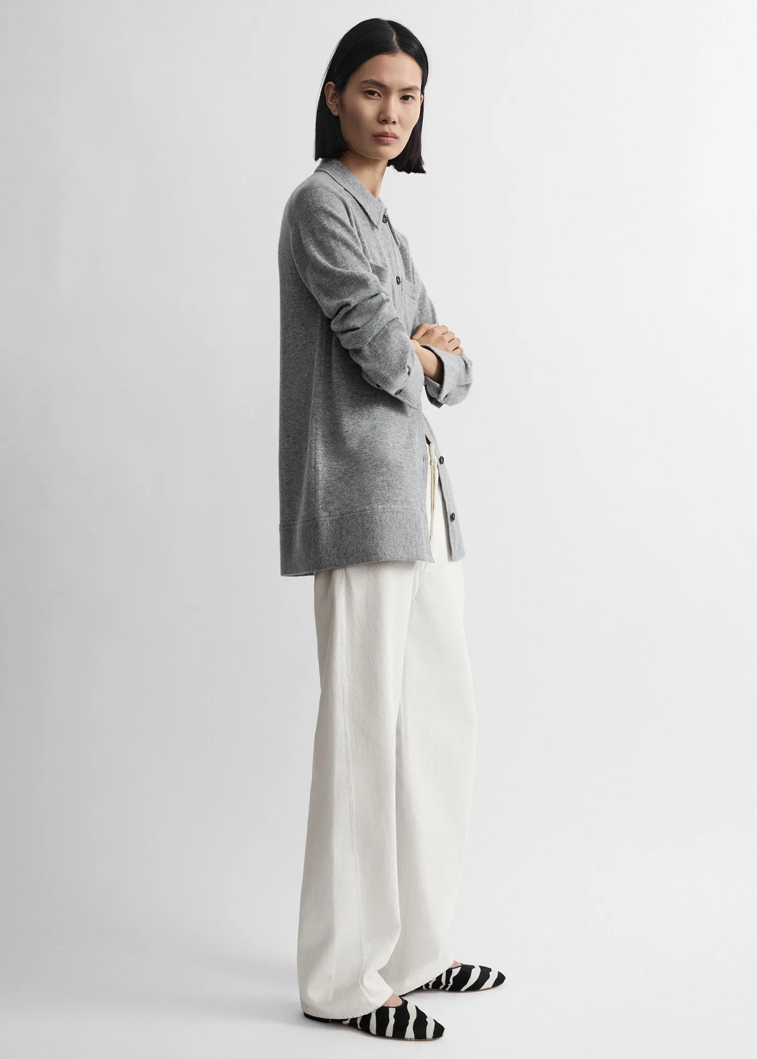 Cashmere shirt grey melange sold by Toteme product image thumbnail 2