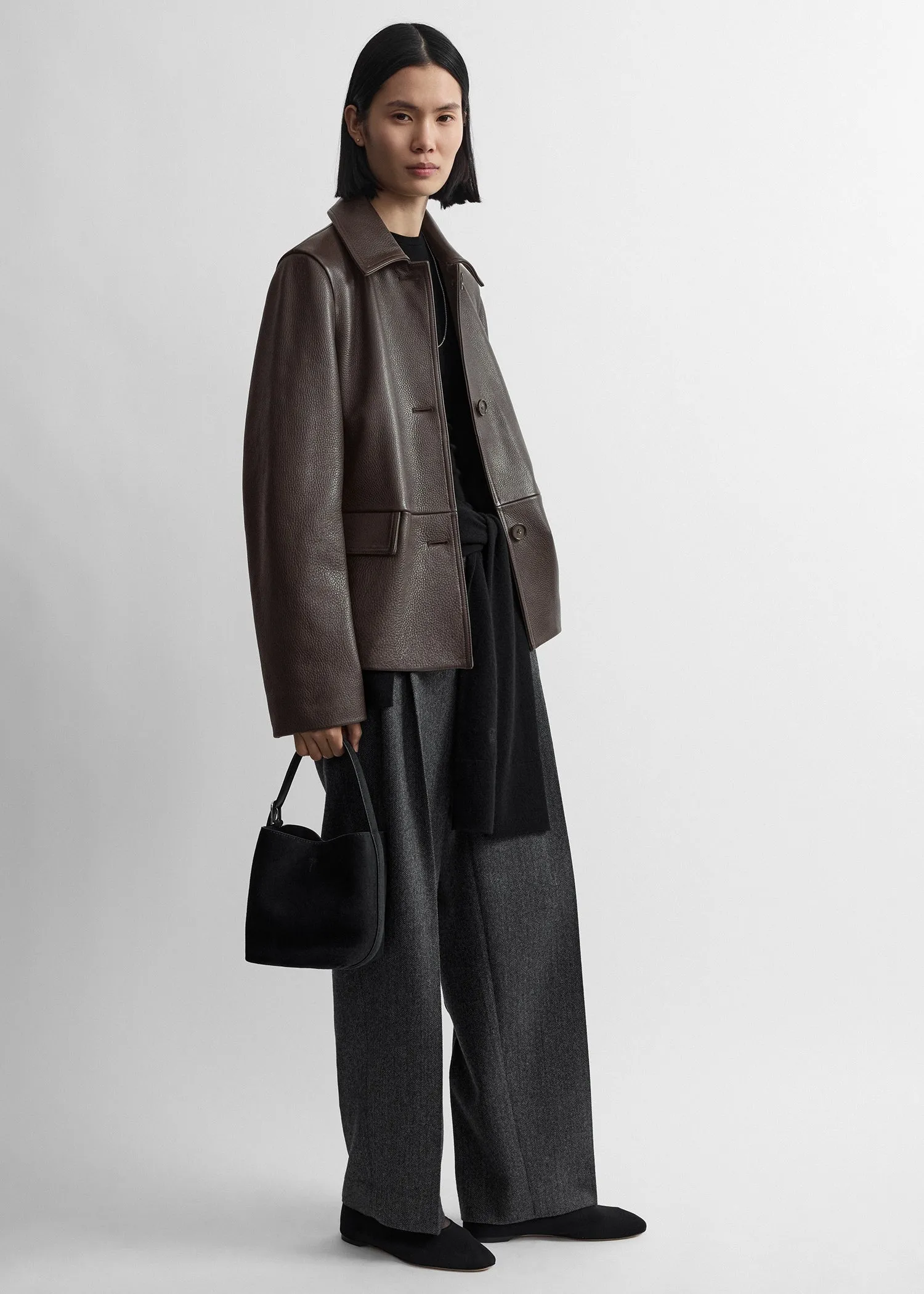 Small Belted suede tote black sold by Toteme product image thumbnail 2