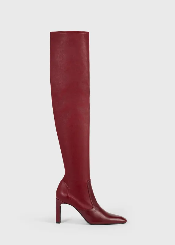 Nappa over-the-knee boots cherry made by Toteme