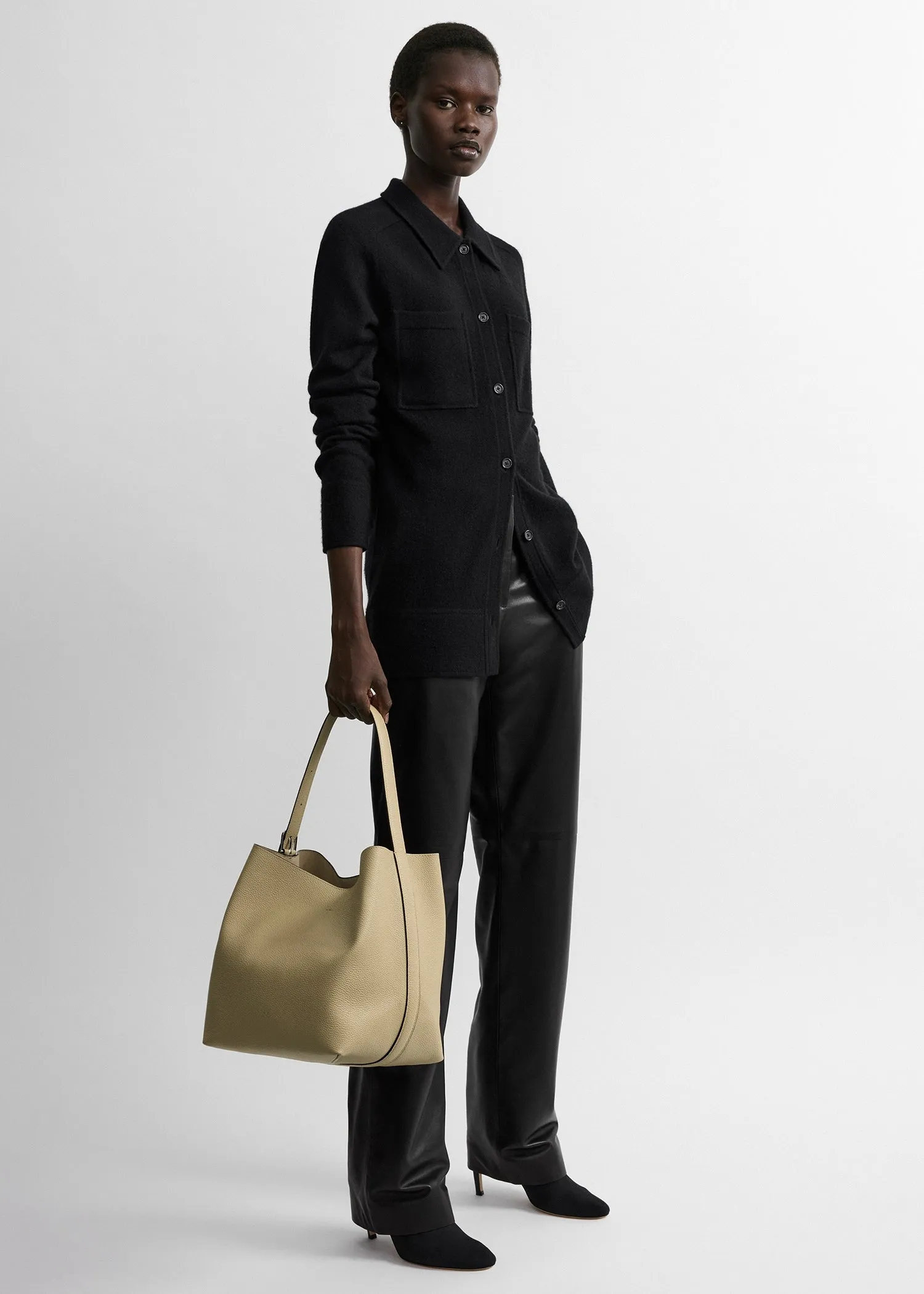Medium belted grained-leather tote cashew sold by Toteme product image thumbnail 3