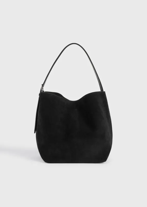 Medium belted suede tote black made by Toteme