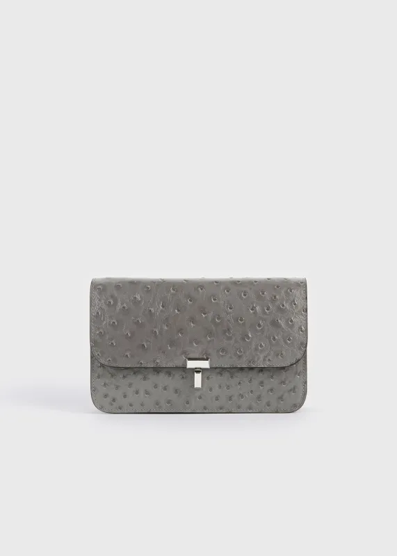 T-lock ostrich-embossed crossbody grey made by Toteme