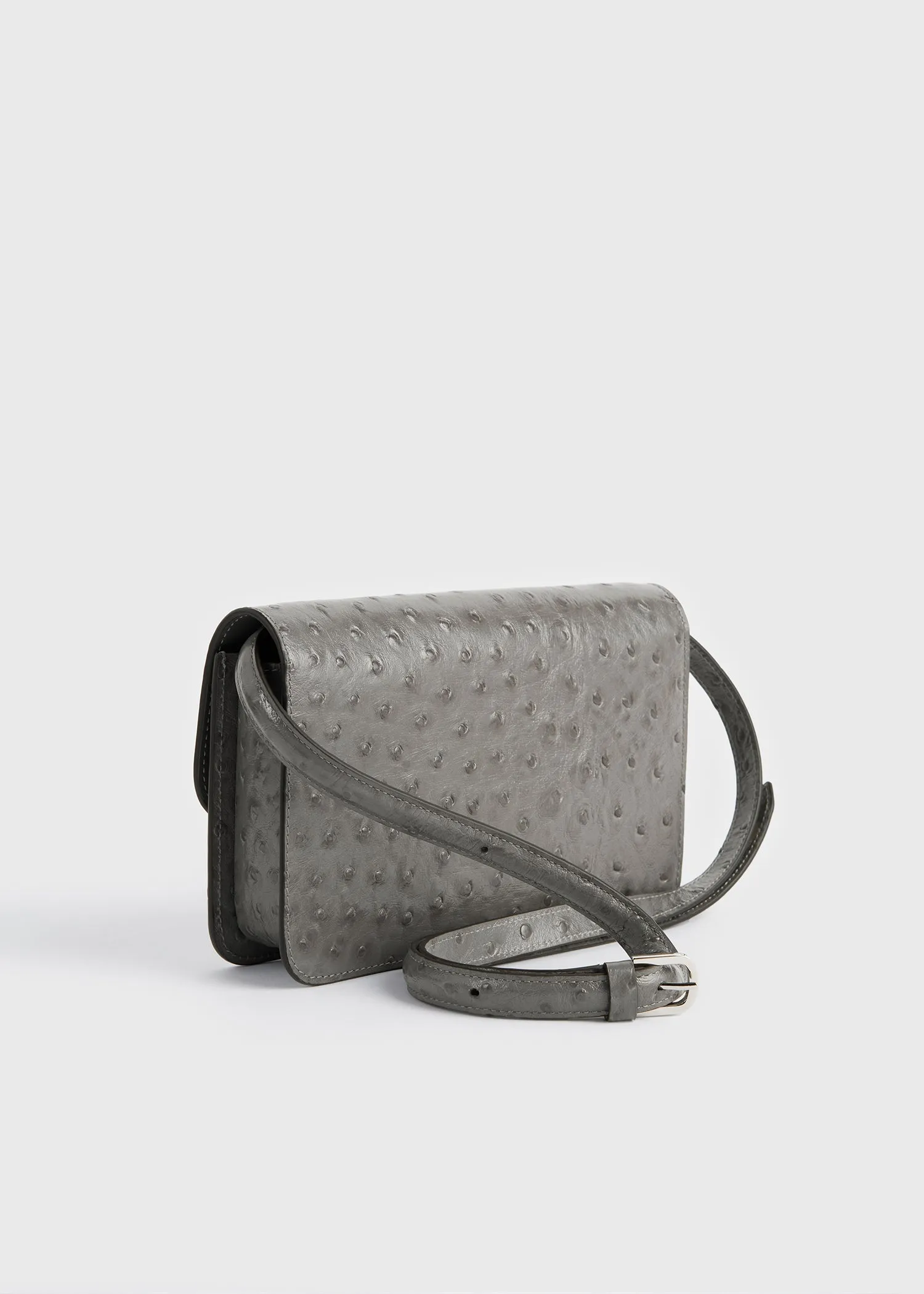 T-lock ostrich-embossed crossbody grey sold by Toteme product image thumbnail 4