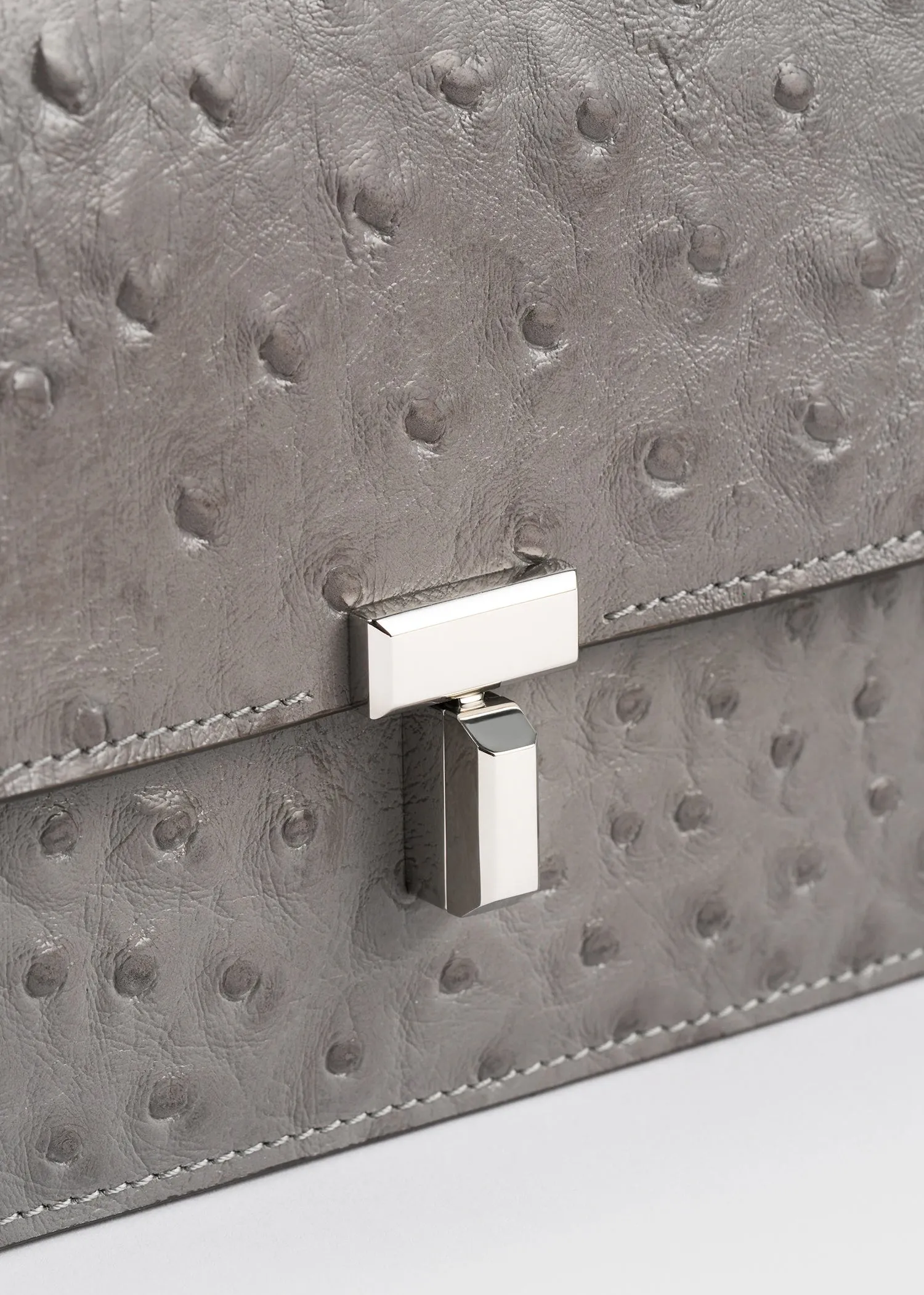 T-lock ostrich-embossed crossbody grey sold by Toteme product image thumbnail 5