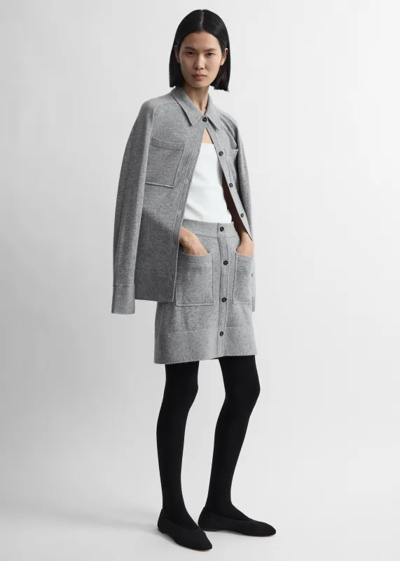 Buttoned cashmere skirt grey melange made by Toteme