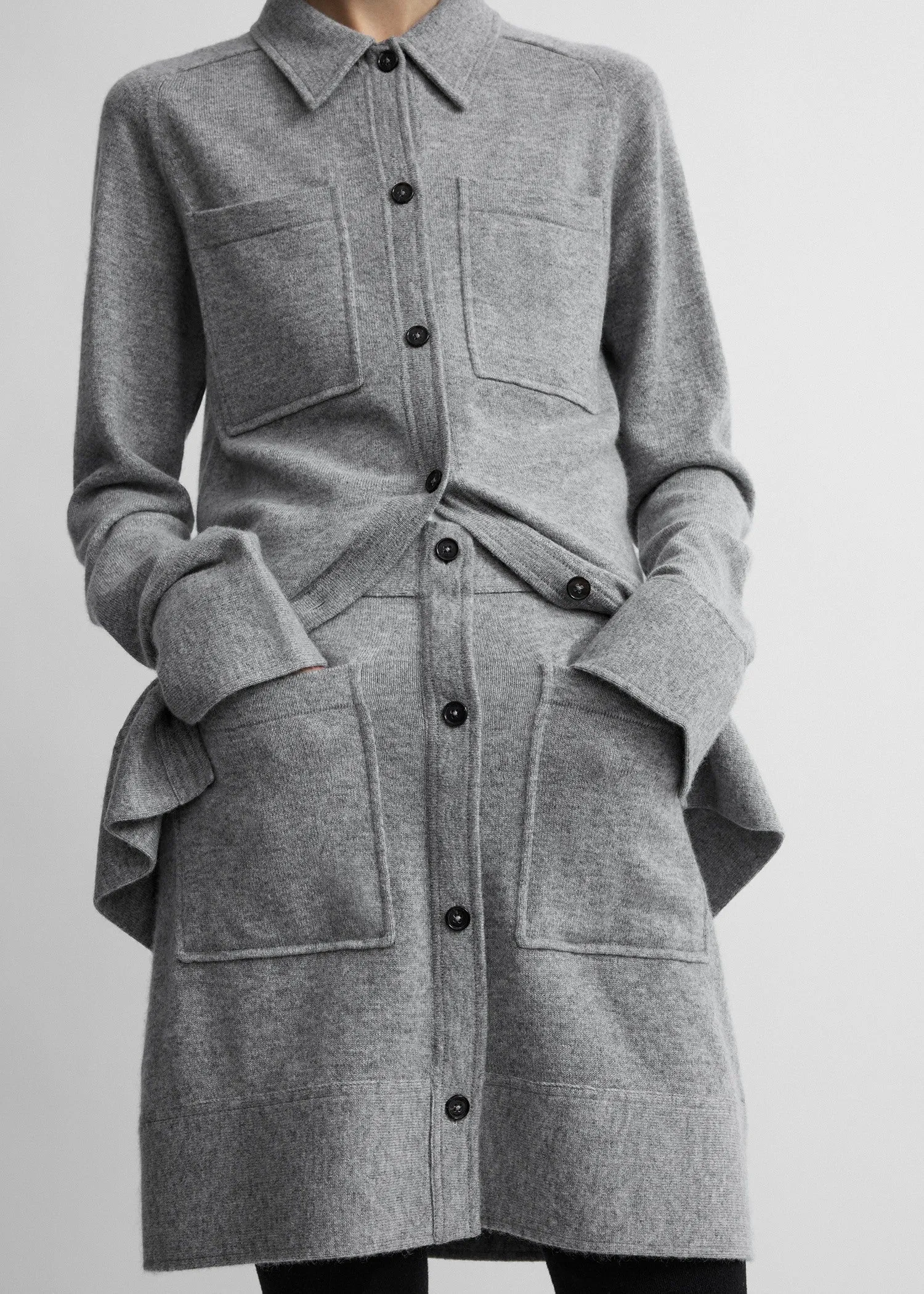 Buttoned cashmere skirt grey melange sold by Toteme product image thumbnail 4