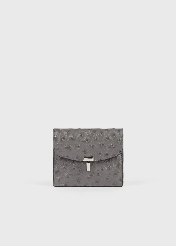 T-lock ostrich-embossed cardholder grey made by Toteme