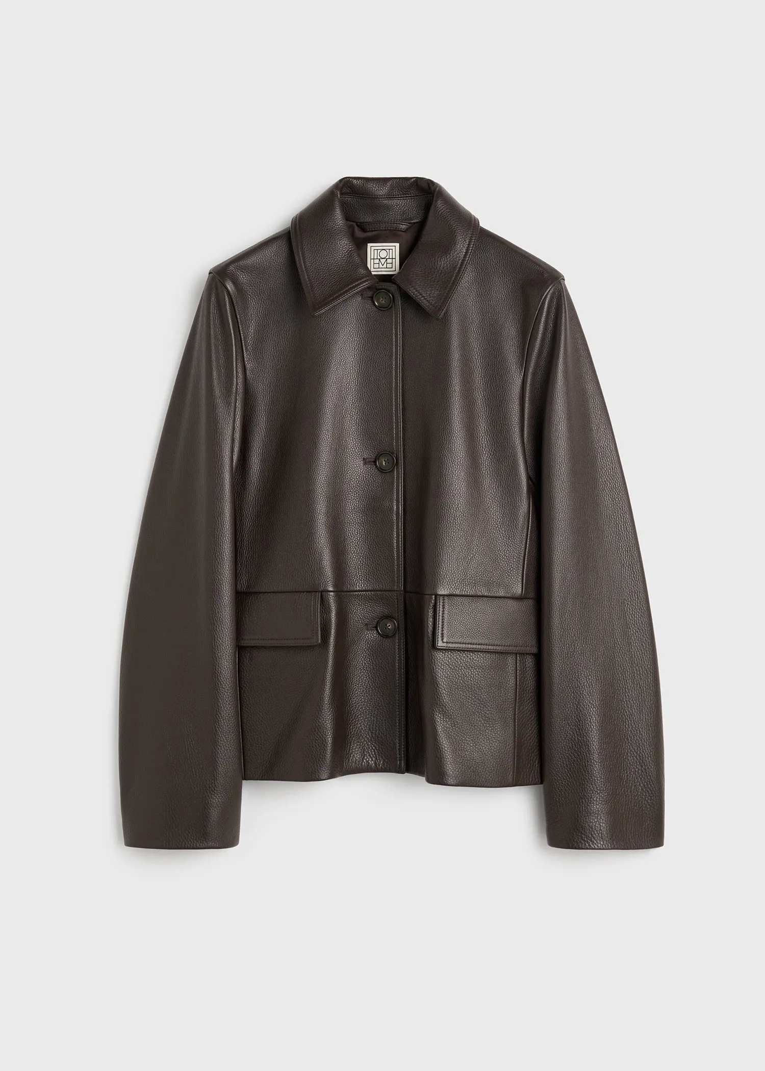 Grained leather jacket dark brown sold by Toteme product image thumbnail 5