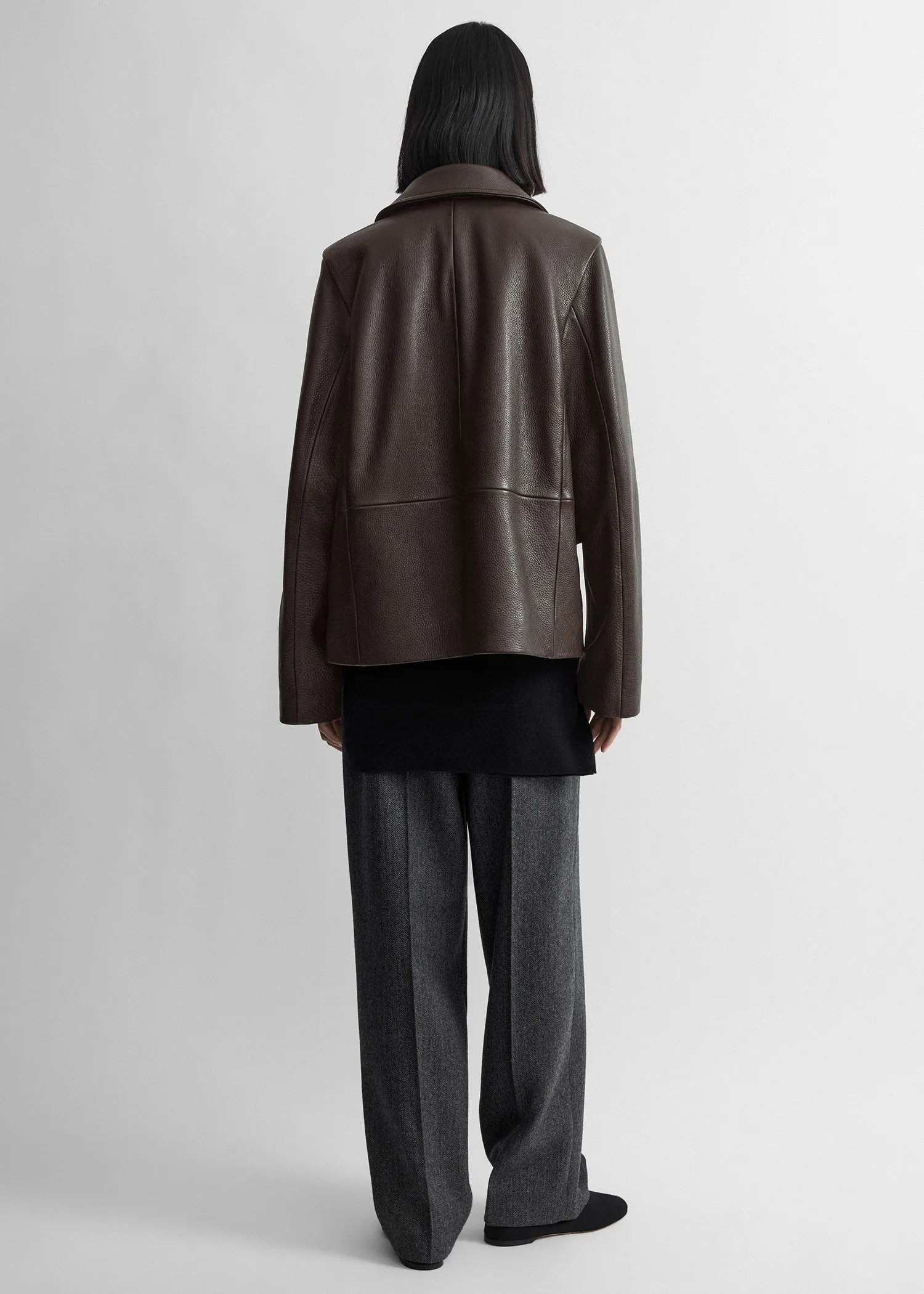 Grained leather jacket dark brown sold by Toteme product image thumbnail 3