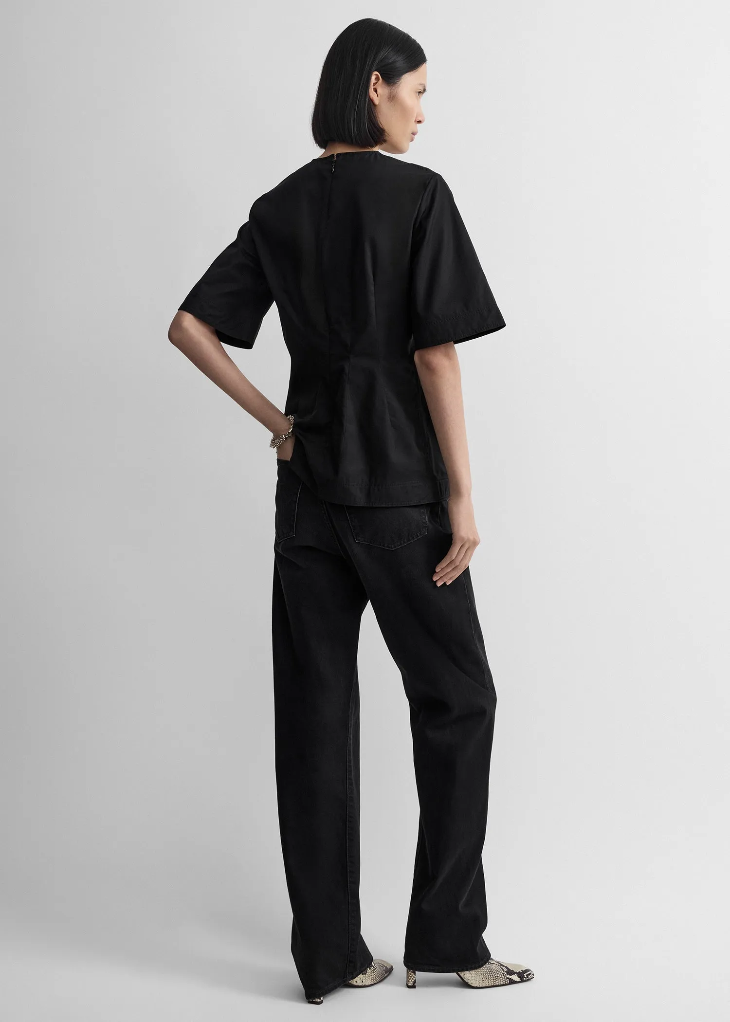 Sculptural cotton top black sold by Toteme product image thumbnail 3