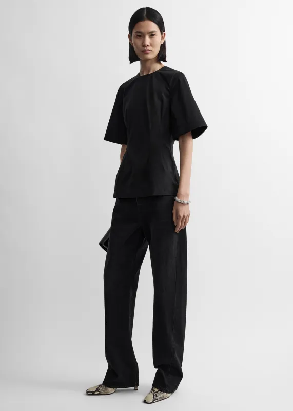 Sculptural cotton top black made by Toteme