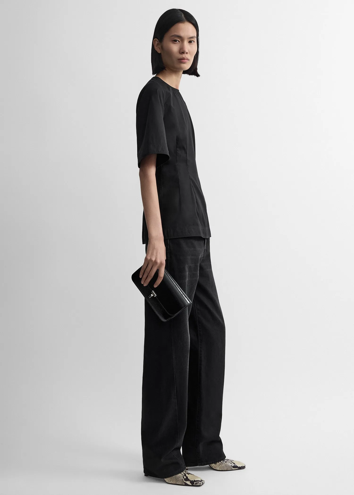 Sculptural cotton top black sold by Toteme product image thumbnail 2