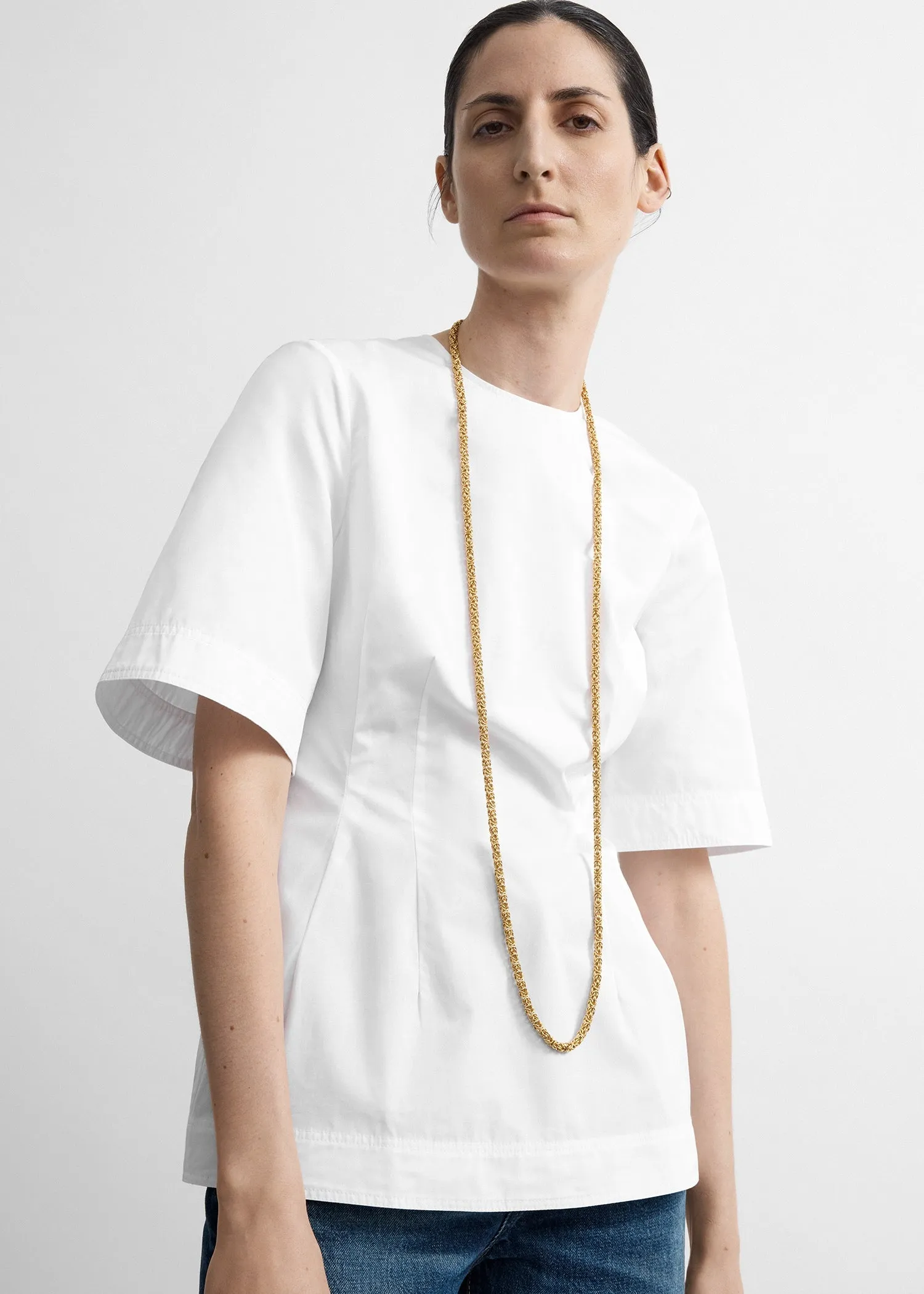 Sculptural cotton top white sold by Toteme product image thumbnail 4