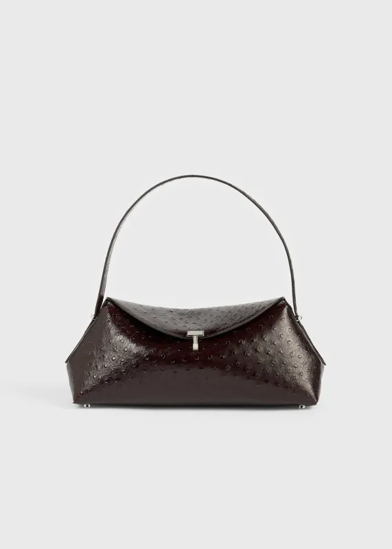 T-lock ostrich-embossed shoulder bordeaux made by Toteme