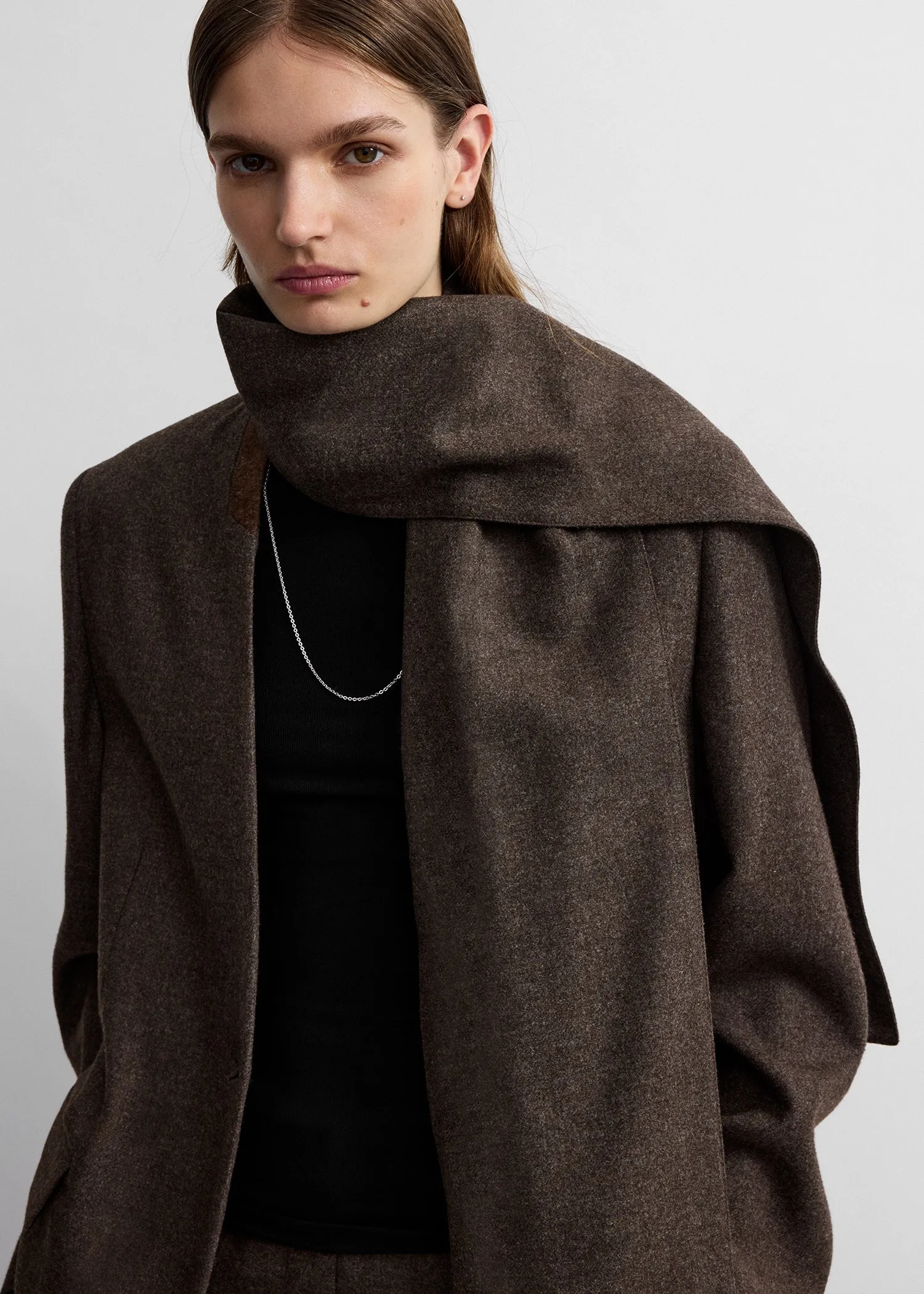 Scarf lapel blazer taupe melange sold by Toteme product image thumbnail 4