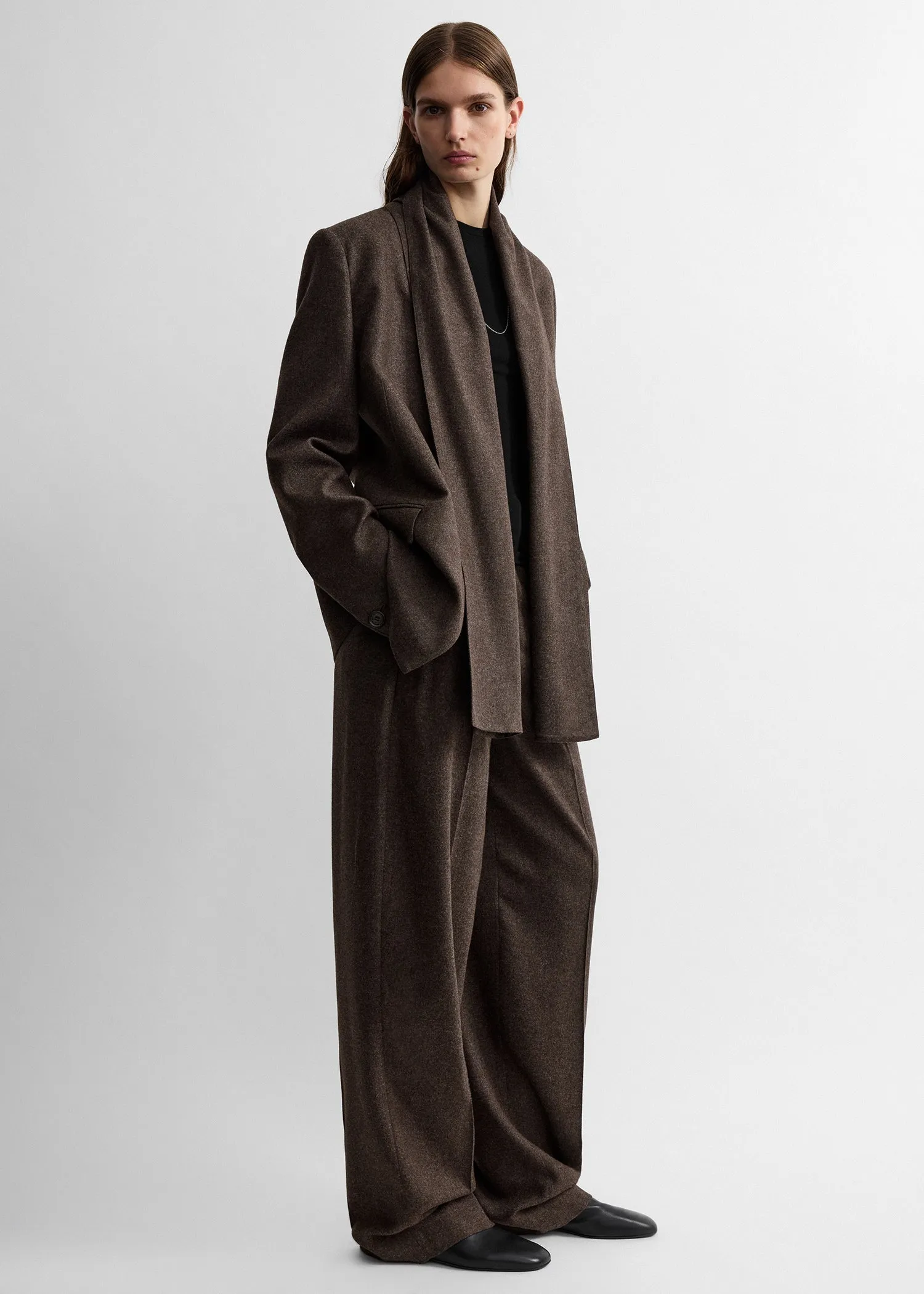 Scarf lapel blazer taupe melange sold by Toteme product image thumbnail 2