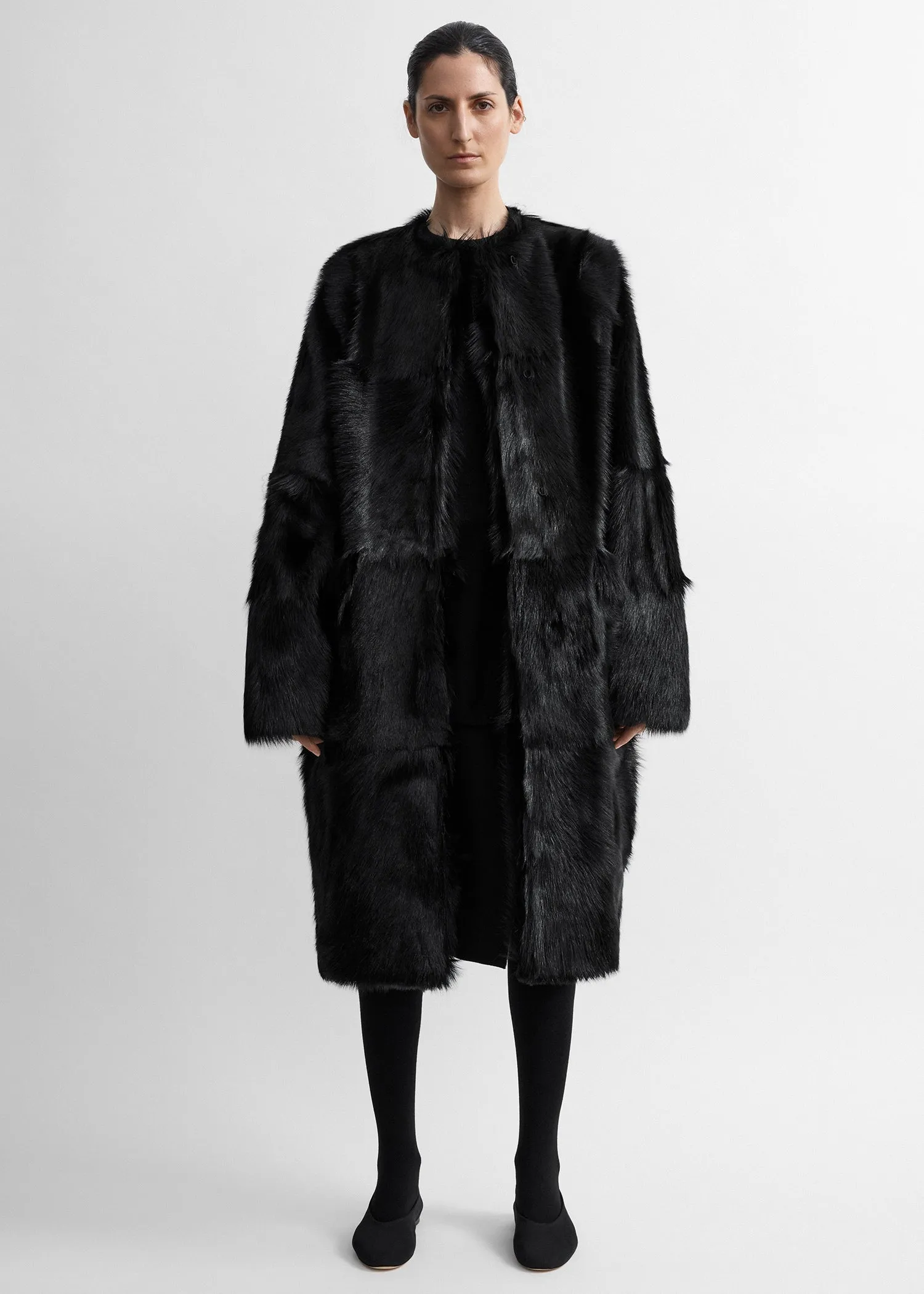 Structured shearling coat black sold by Toteme product image thumbnail 5