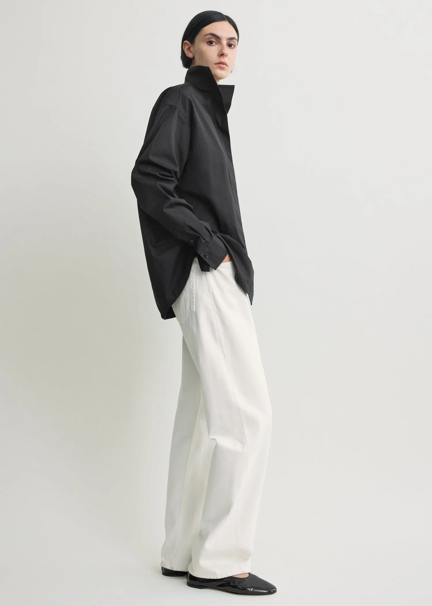 Sharp poplin shirt black sold by Toteme product image thumbnail 2