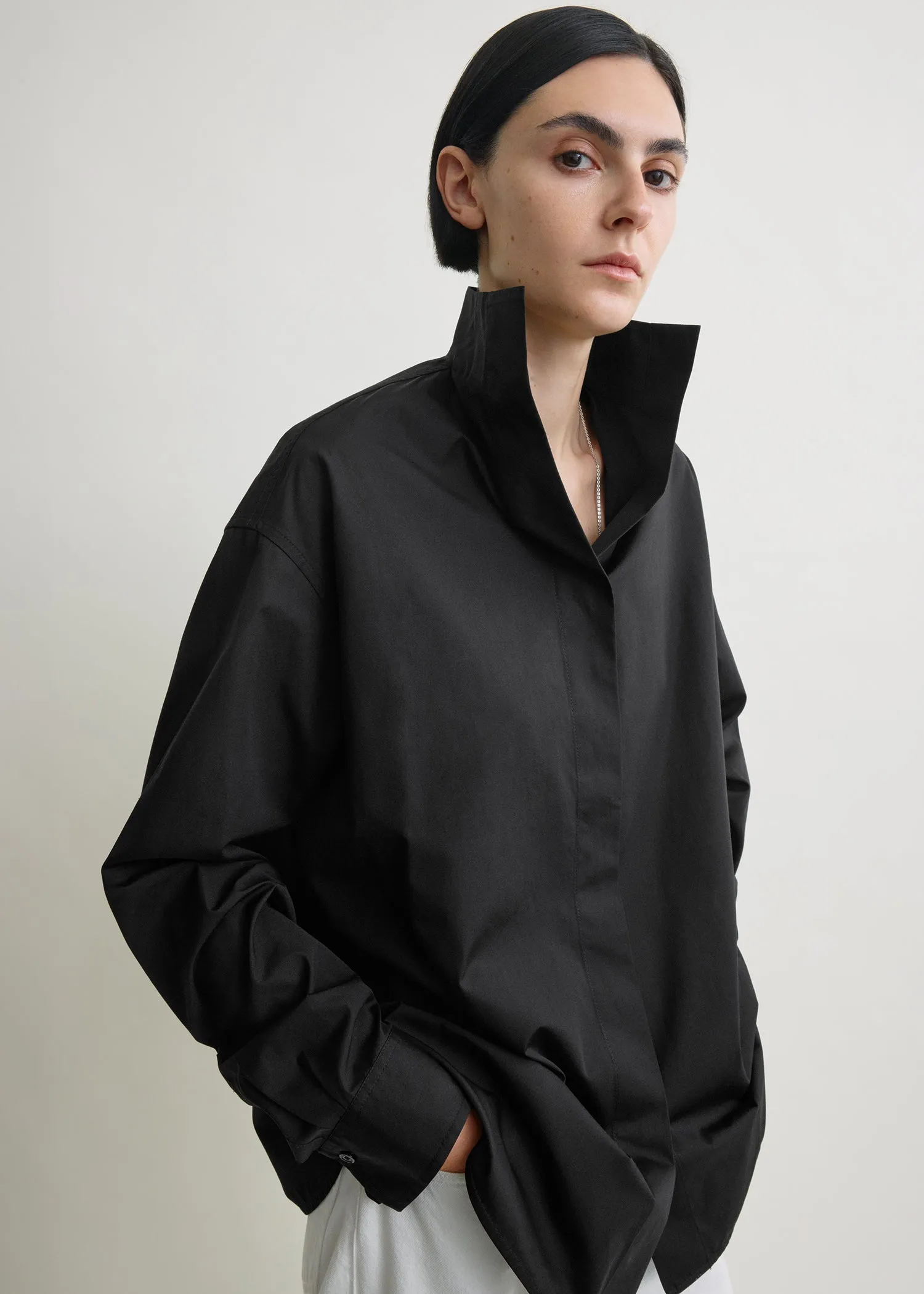 Sharp poplin shirt black sold by Toteme product image thumbnail 4