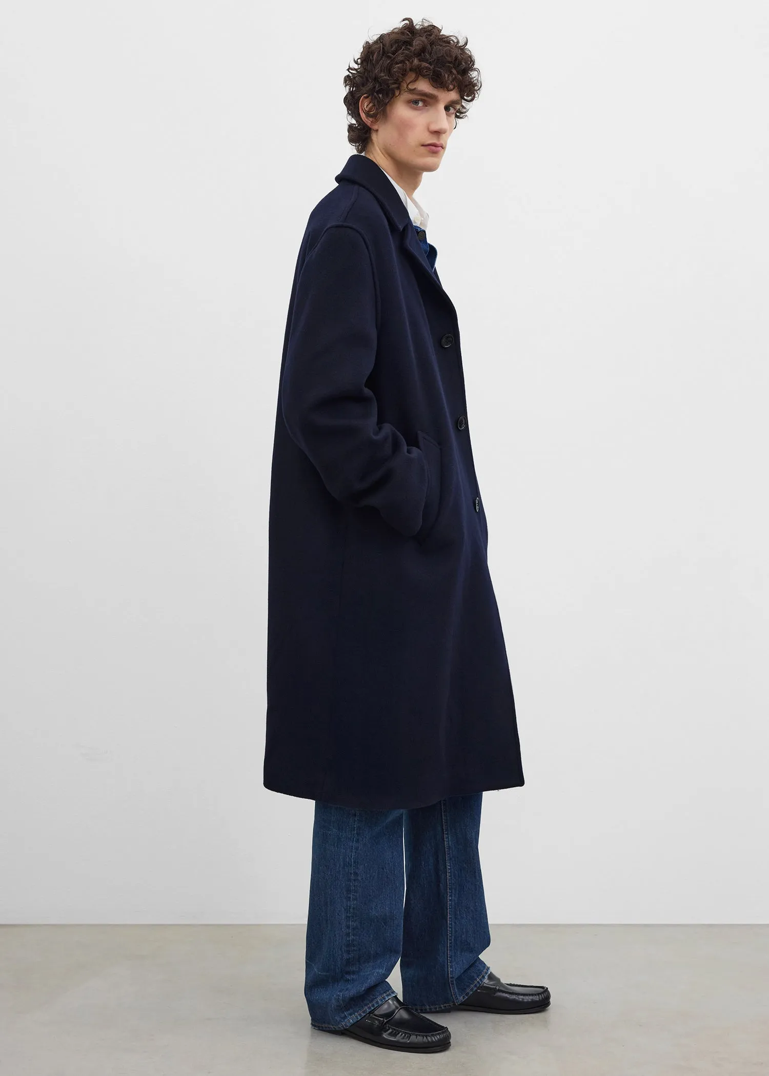 Relaxed coat dark navy sold by Toteme product image thumbnail 2