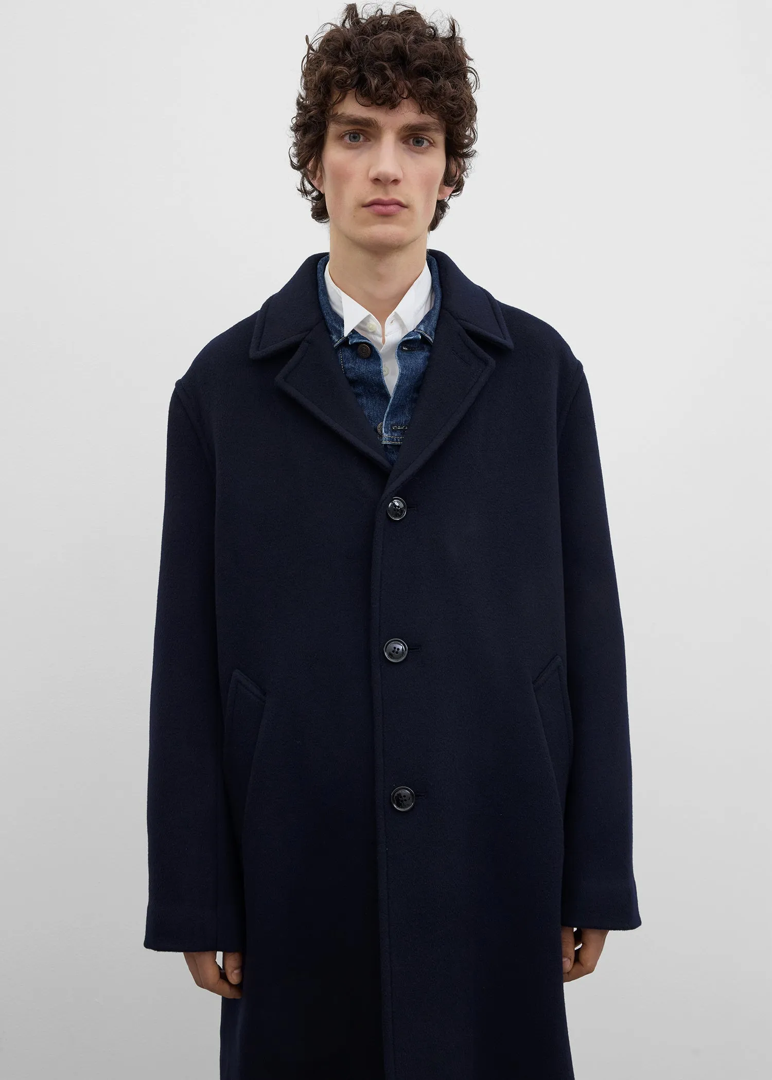 Relaxed coat dark navy sold by Toteme product image thumbnail 4