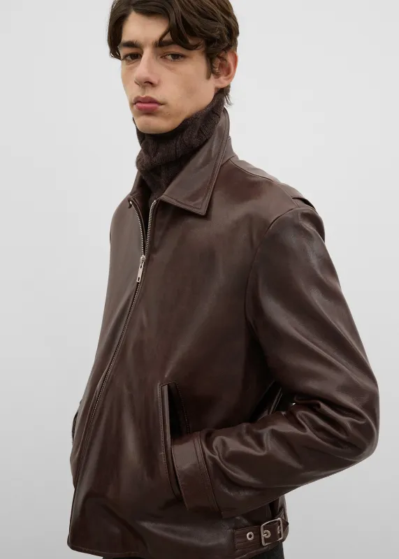 Zip leather jacket brown made by Toteme