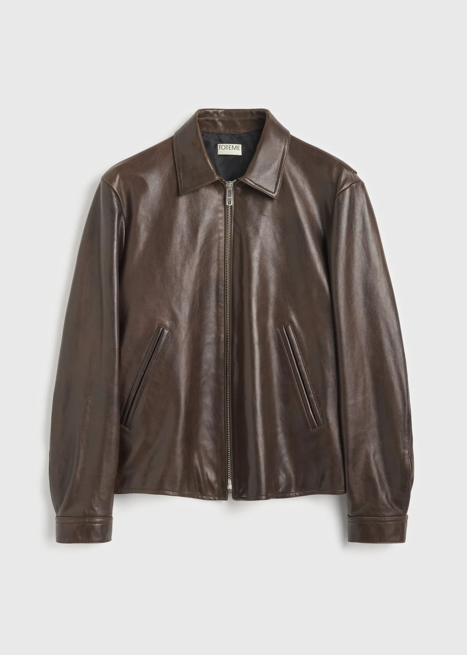 Zip leather jacket brown sold by Toteme product image thumbnail 5