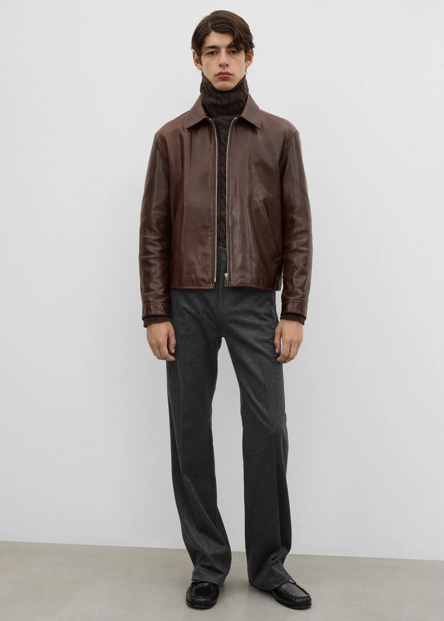 Zip leather jacket brown sold by Toteme product image thumbnail 2