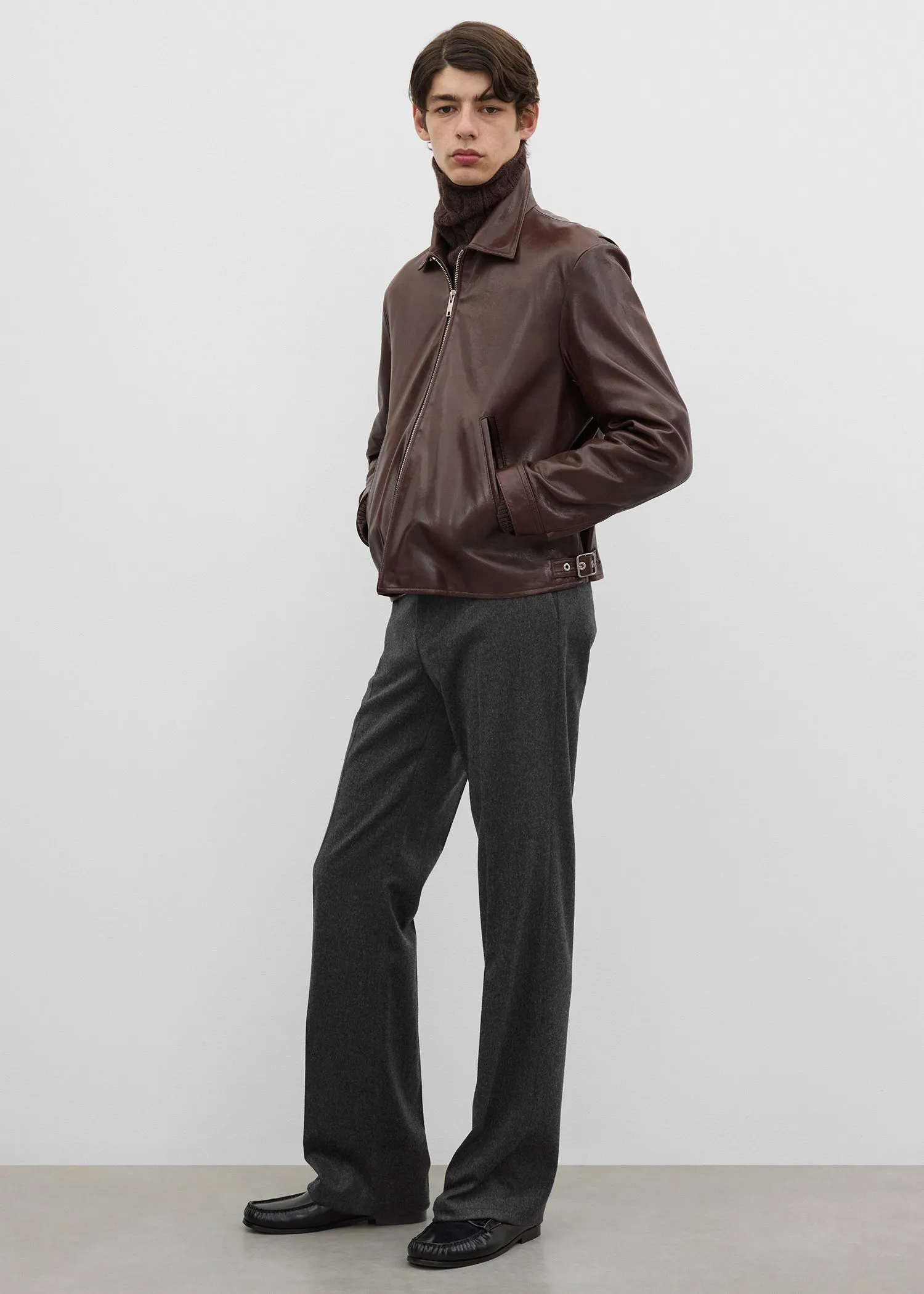 Zip leather jacket brown sold by Toteme product image thumbnail 3