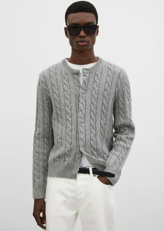 Cable cardigan grey melange made by Toteme