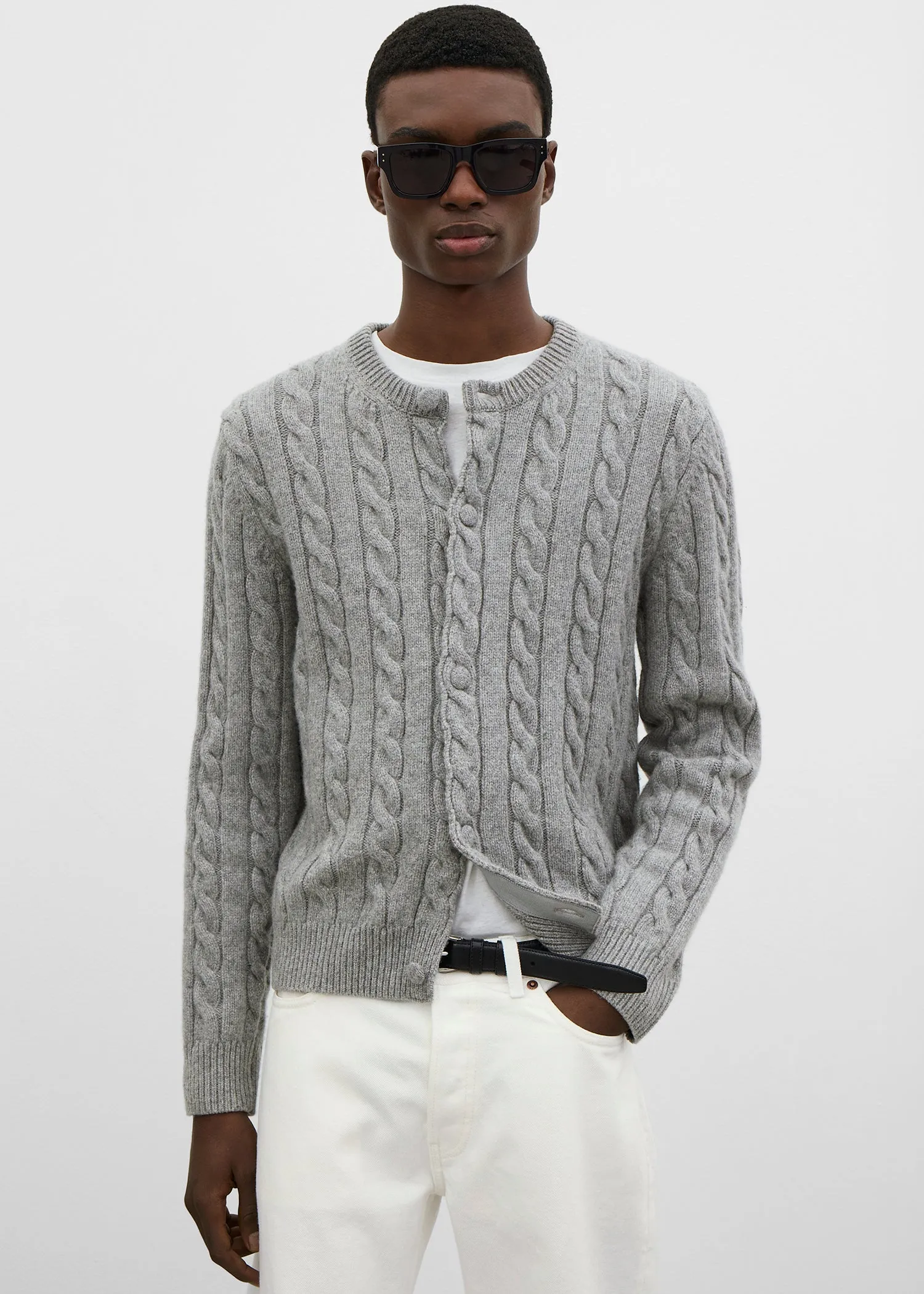 Cable cardigan grey melange sold by Toteme