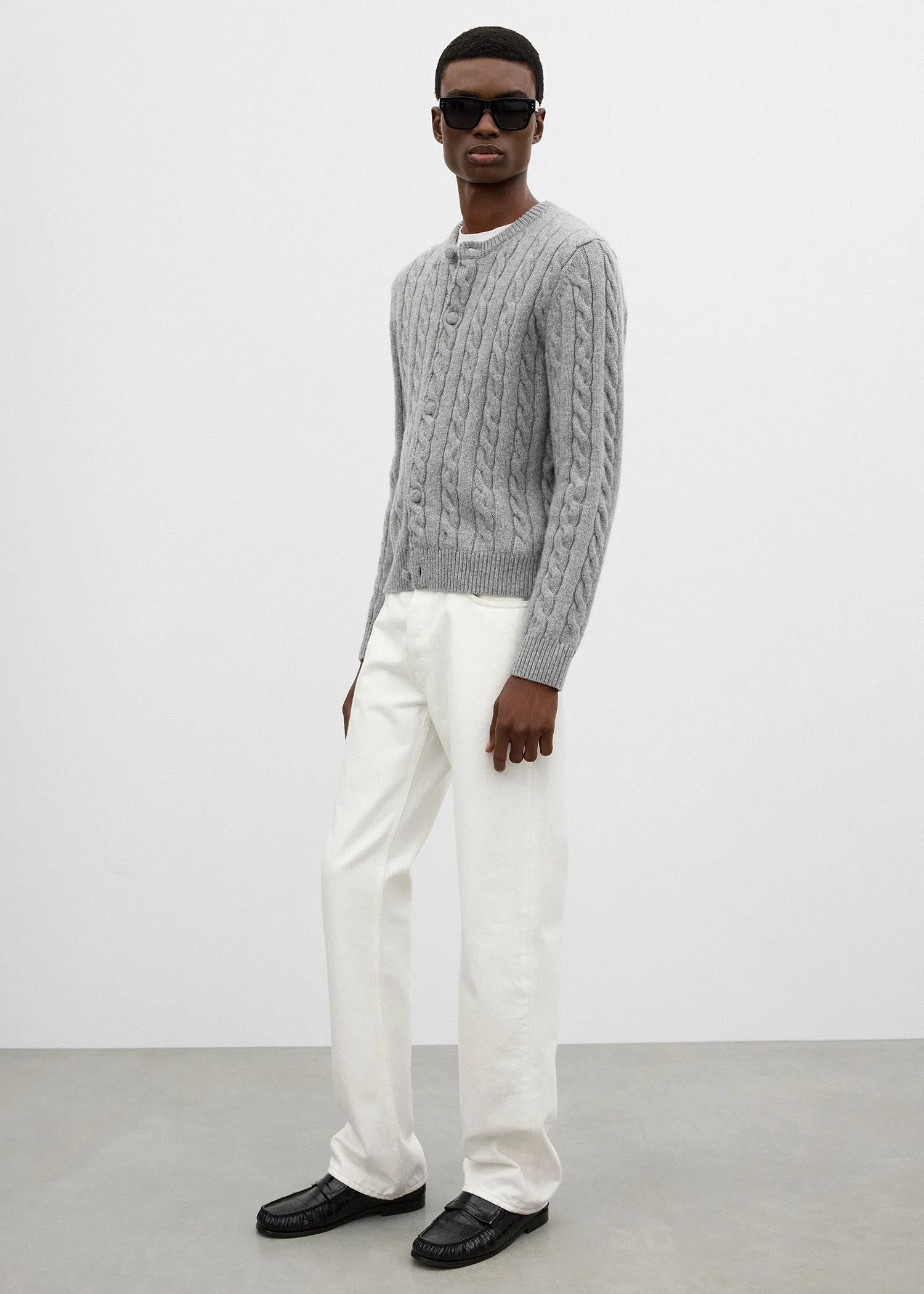 Cable cardigan grey melange sold by Toteme product image thumbnail 2