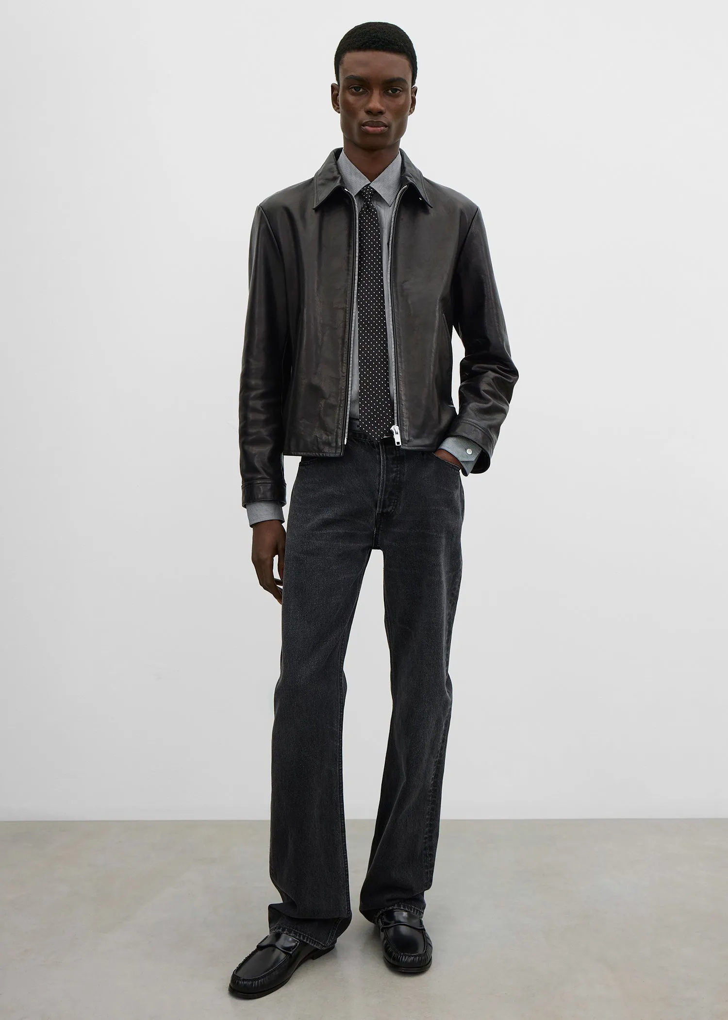 Zip leather jacket black sold by Toteme product image thumbnail 2